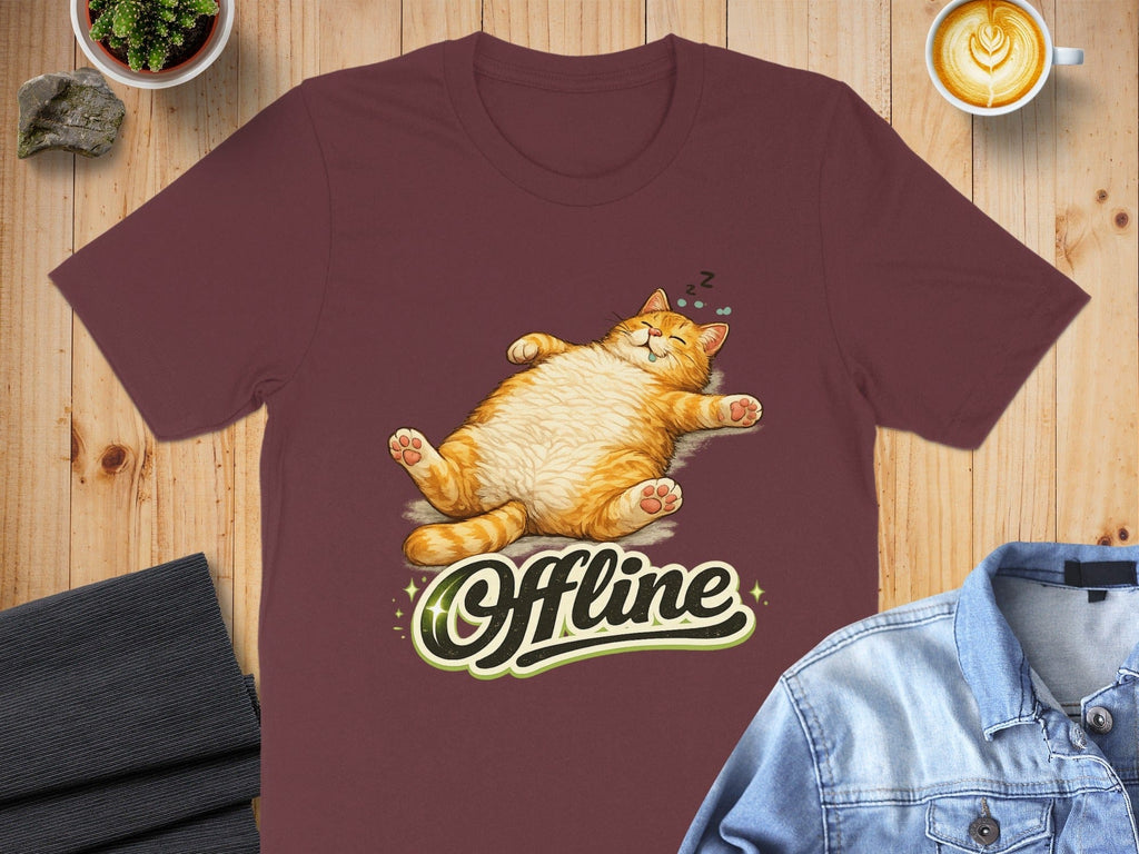 Cute Sleeping Cat Offline Graphic Design Tee Shirt
