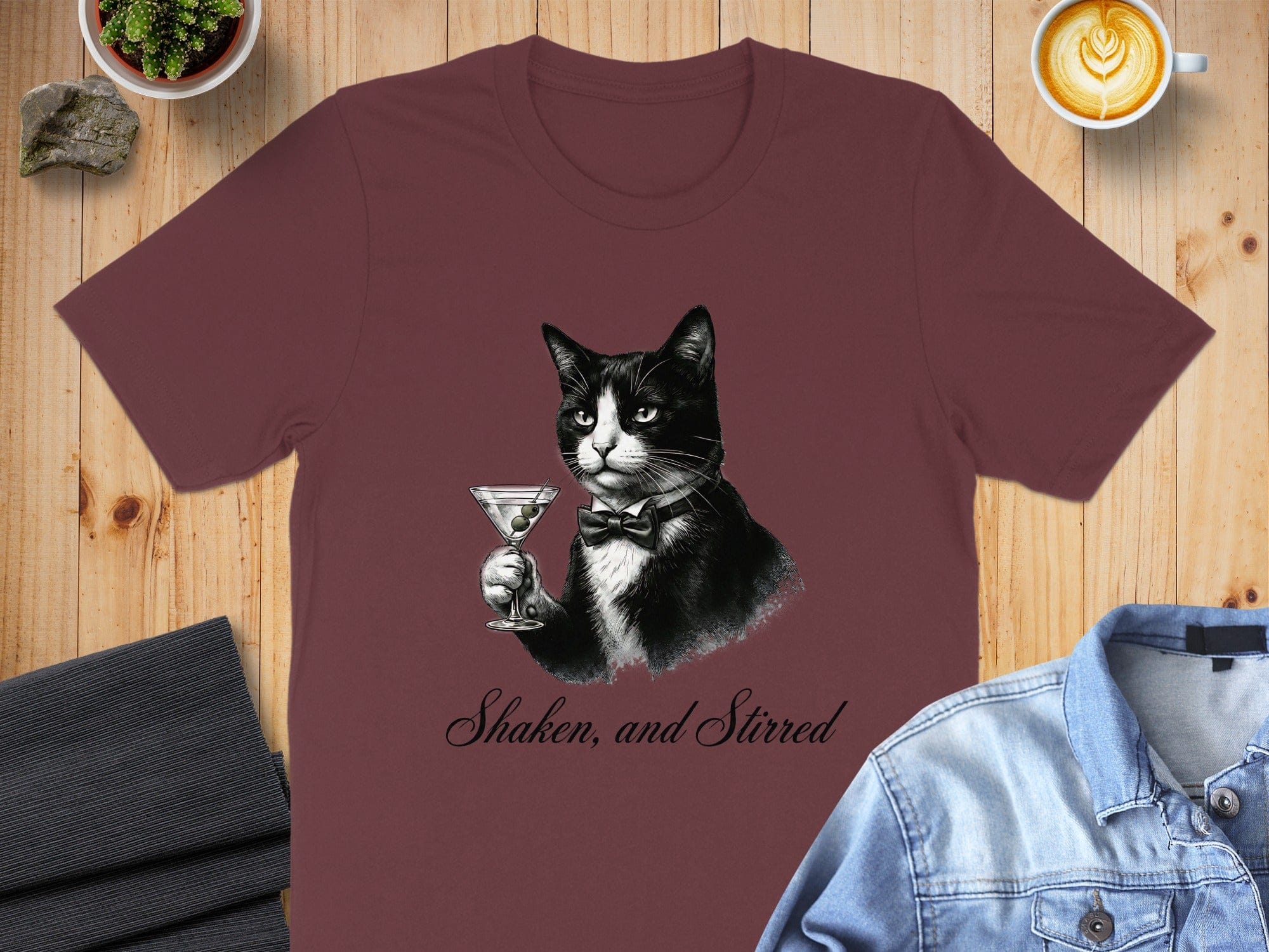 Tuxedo Cat Martini Drinker T-Shirt