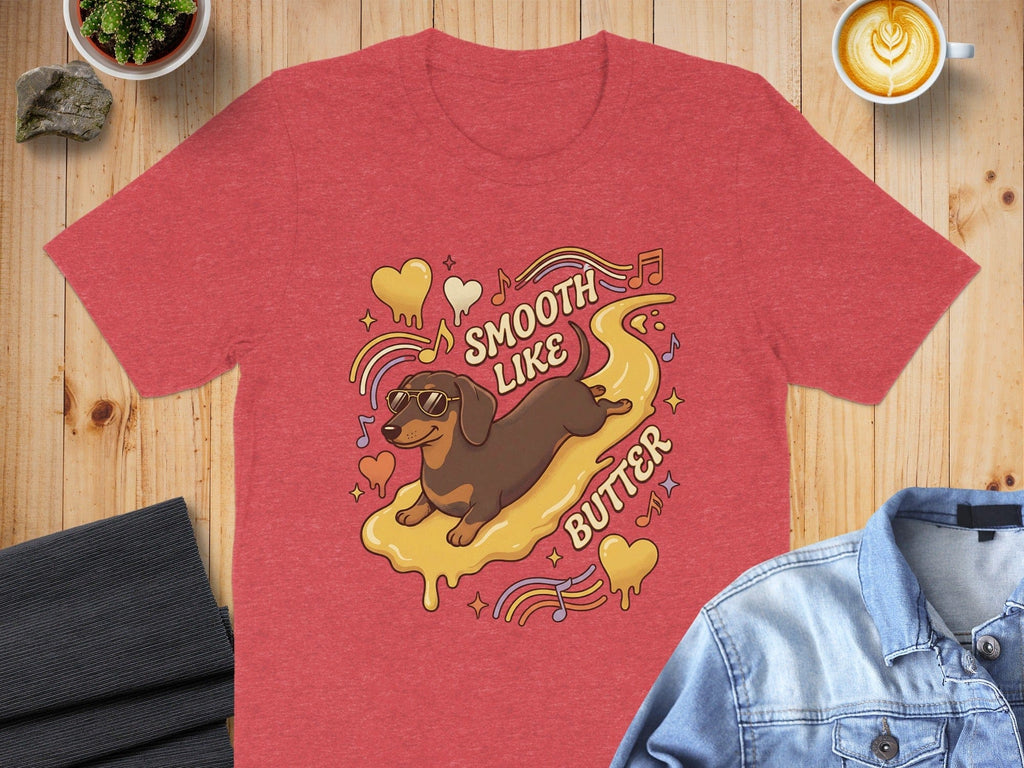 Smooth Like Butter Cute Dachshund Design T-Shirt