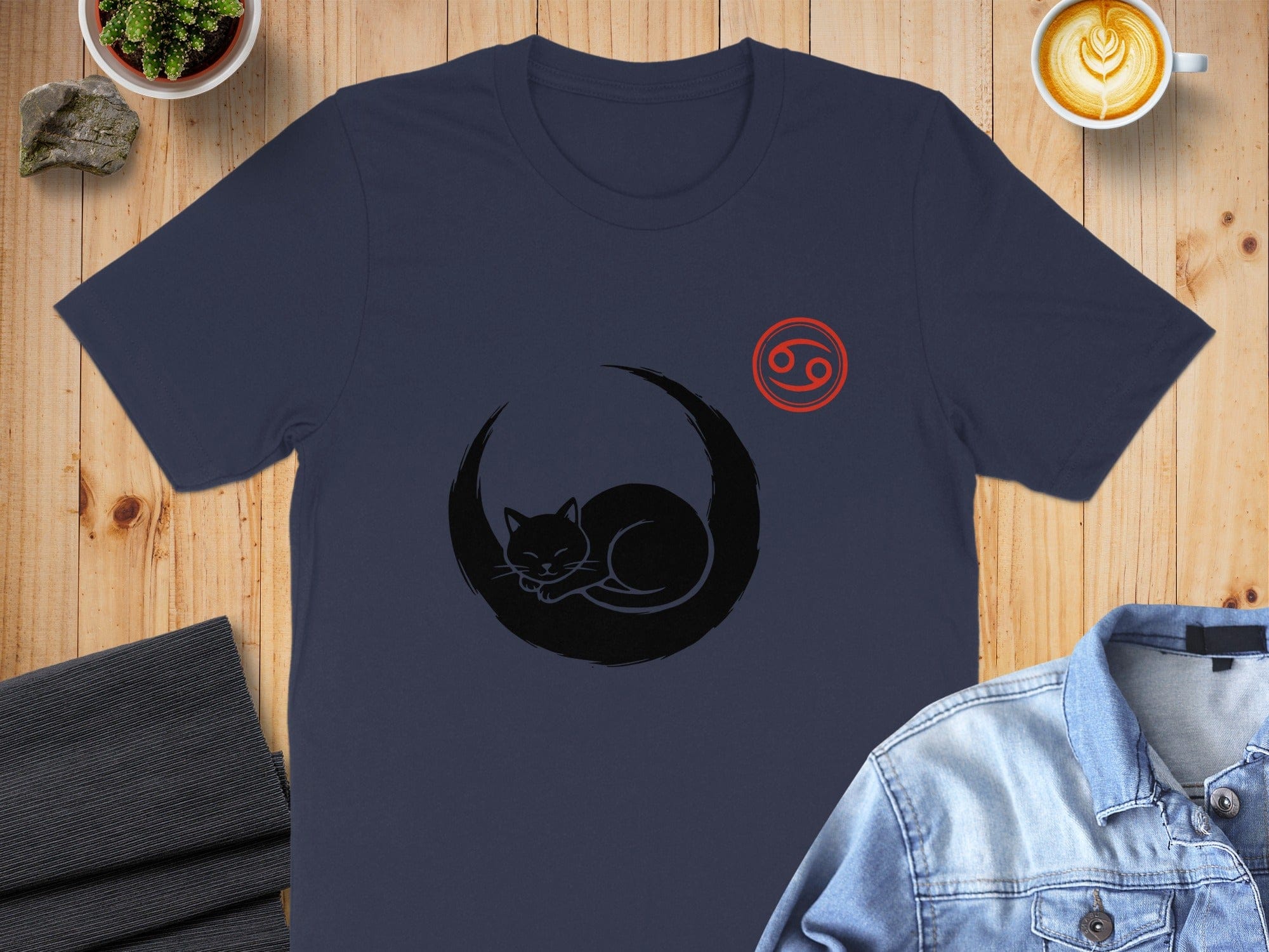 Black Cat and Red Symbol Relaxed Fit T-Shirt