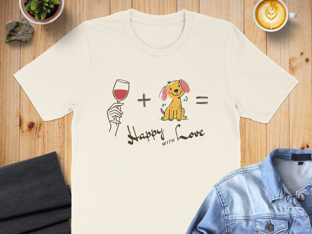 Happy with Love Wine Dog Graphic Tee