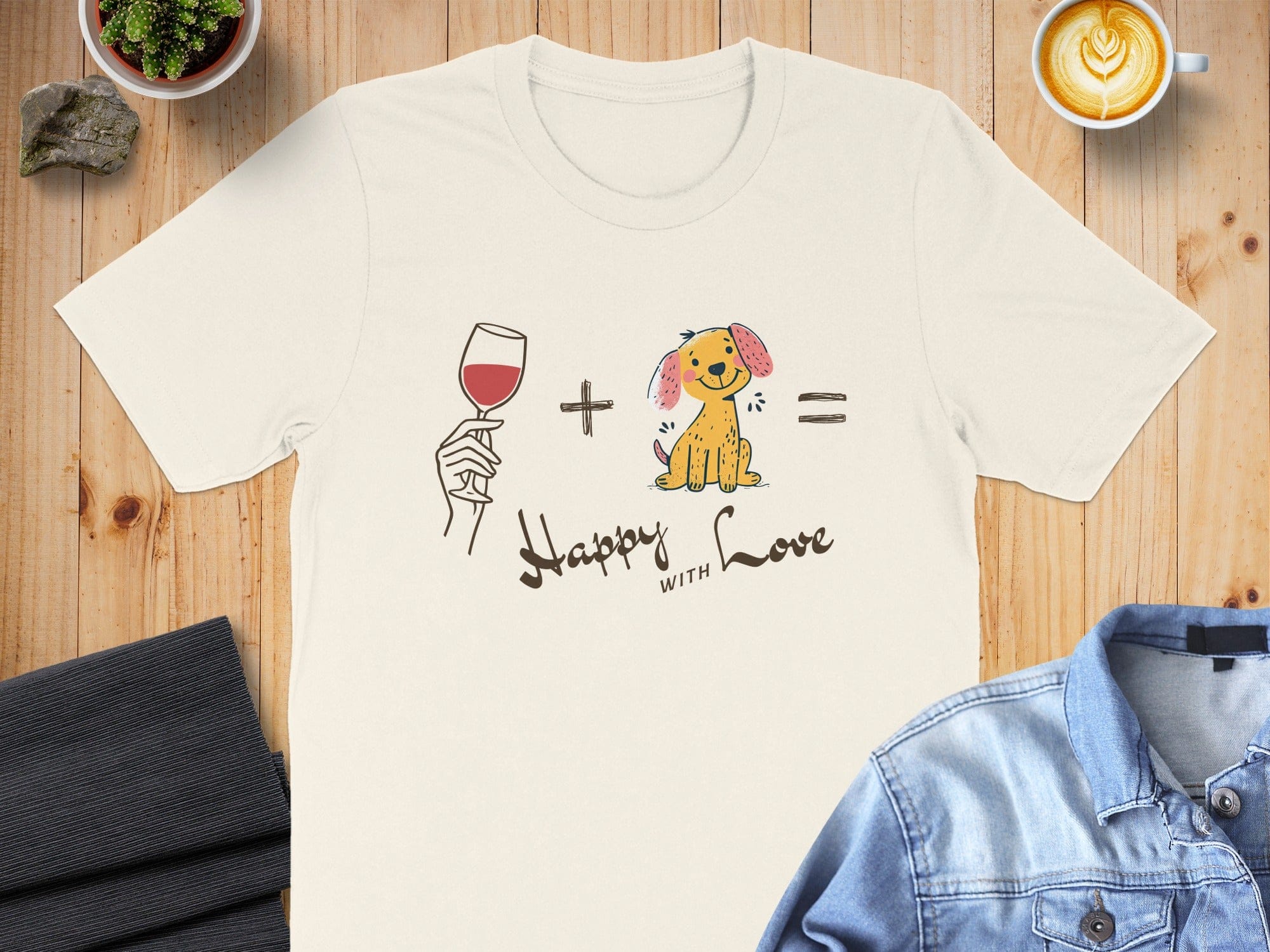 Happy with Love Wine Dog Graphic Tee