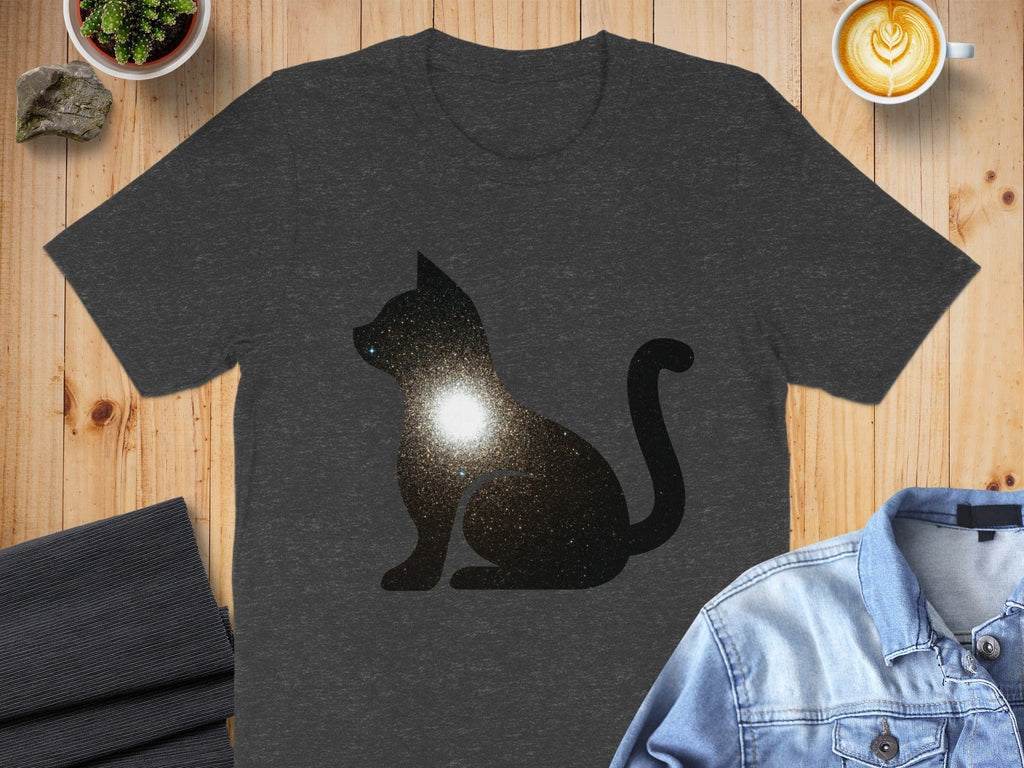 Cat Silhouette Galaxy Design Graphic T-shirt