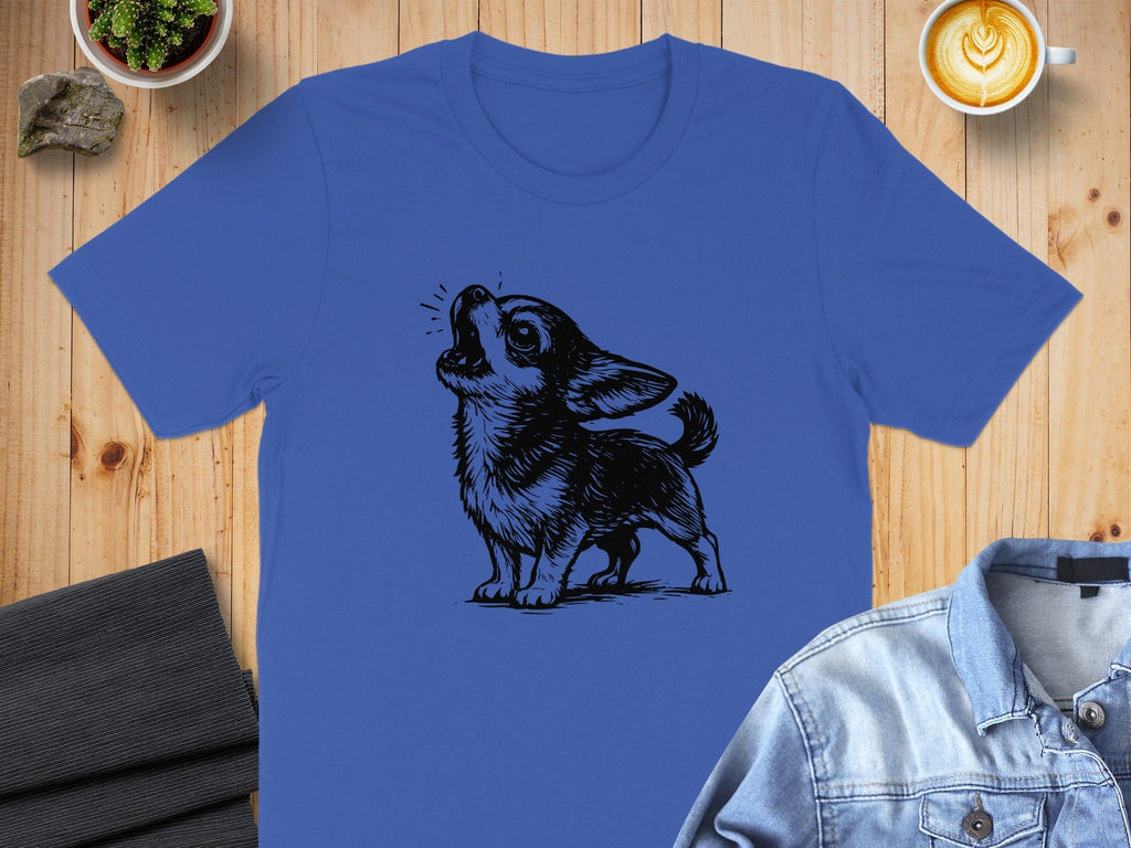 Cute Puppy Illustration Blue T-Shirt