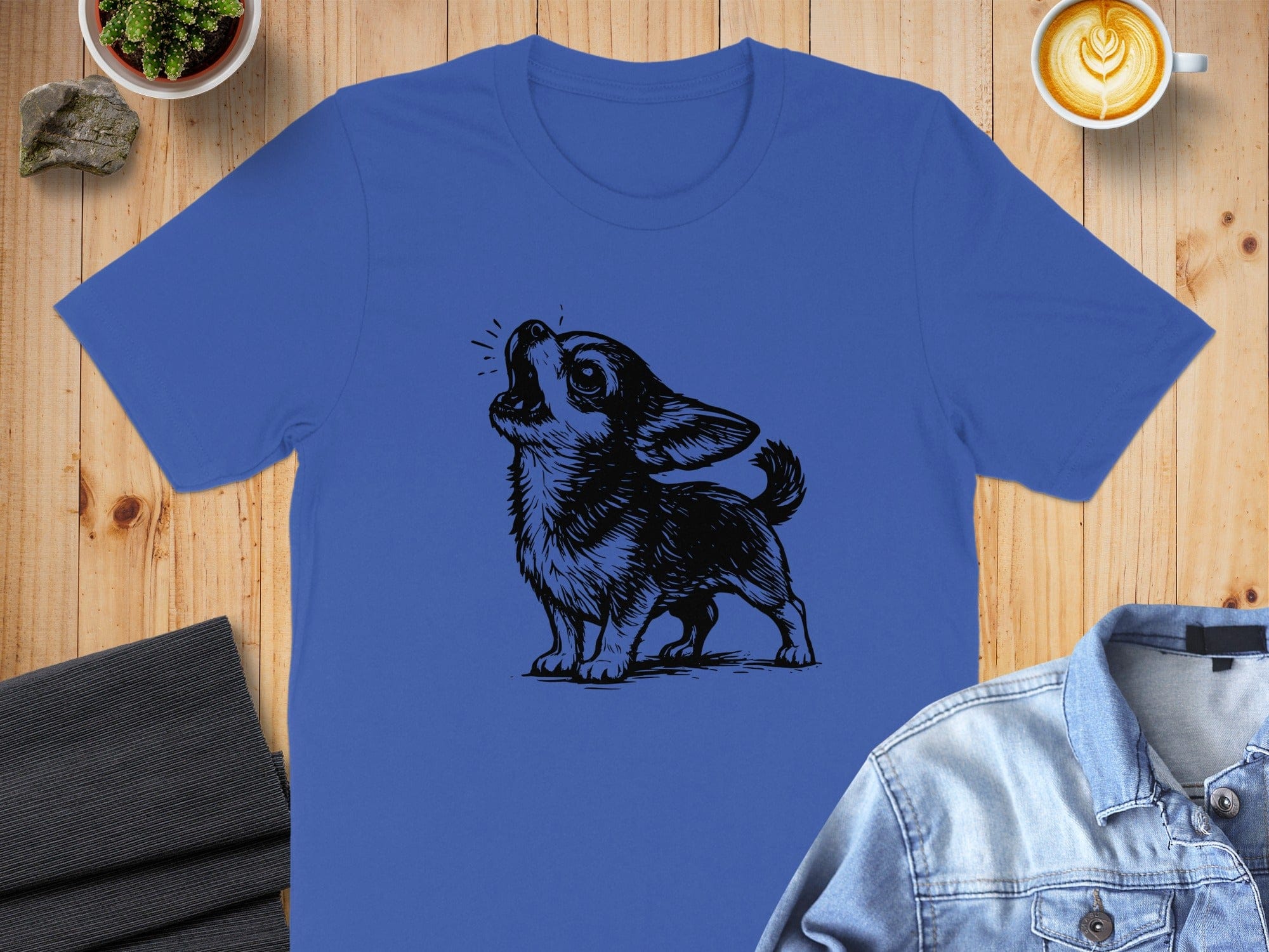 Cute Puppy Illustration Blue T-Shirt