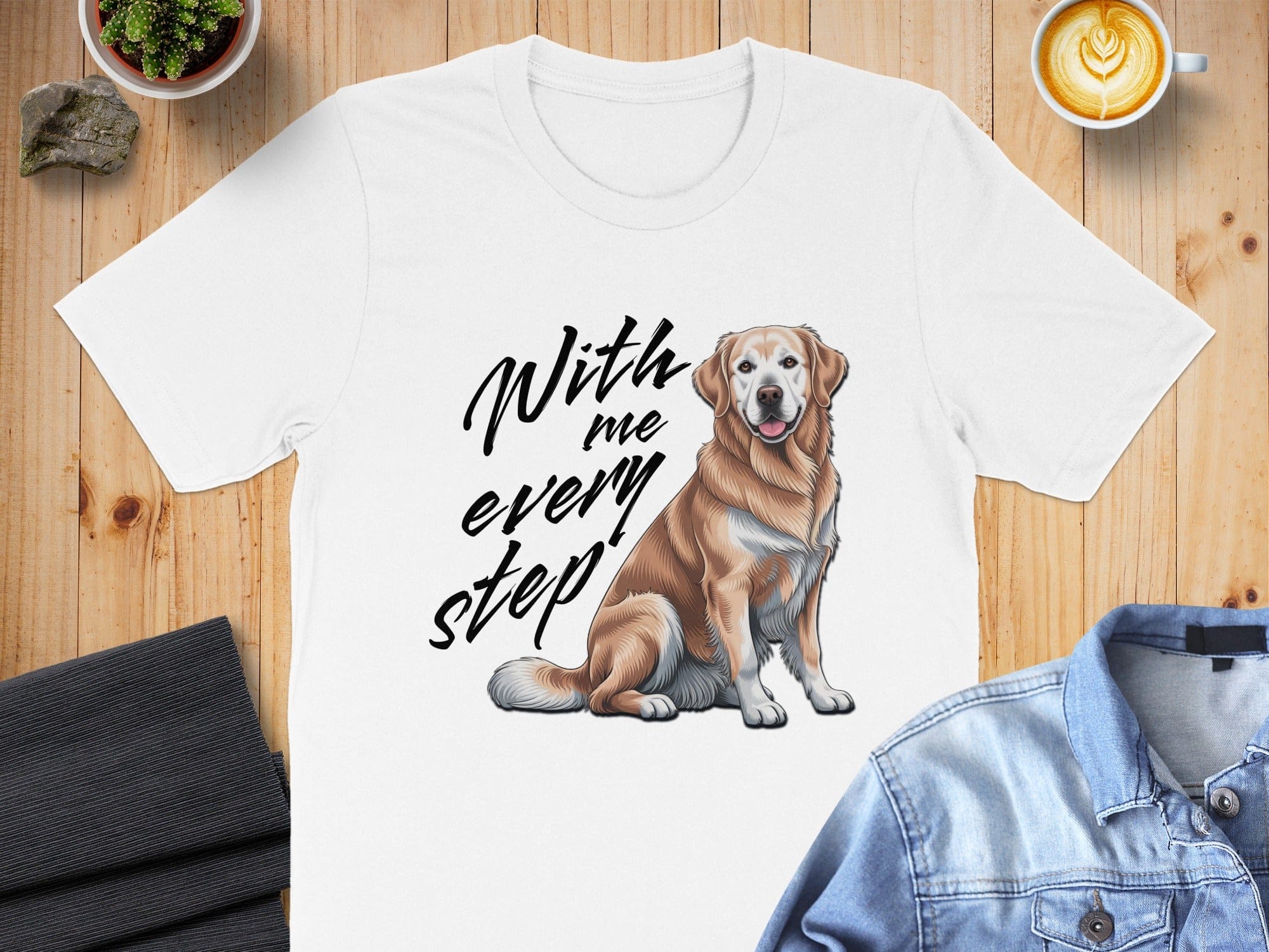 With me every step dog graphic t-shirt