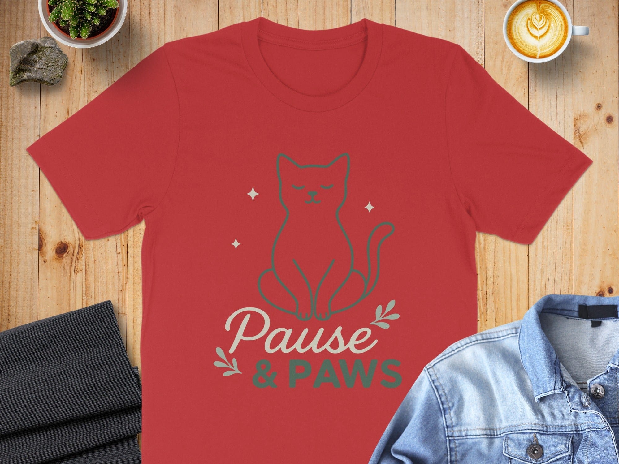 Pause & Paws Cat Themed T-Shirt
