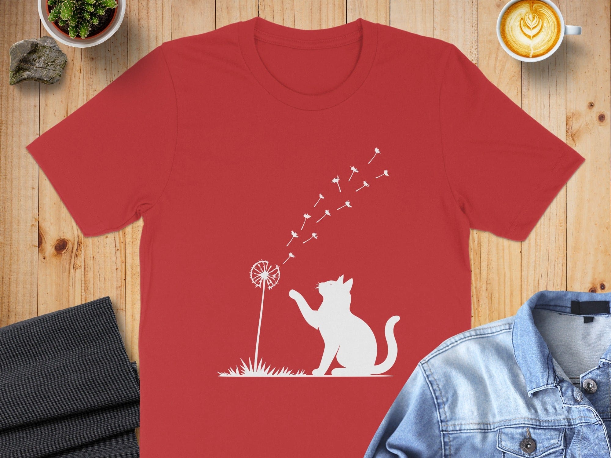 Cute Cat with Dandelion Graphic Short Sleeve product