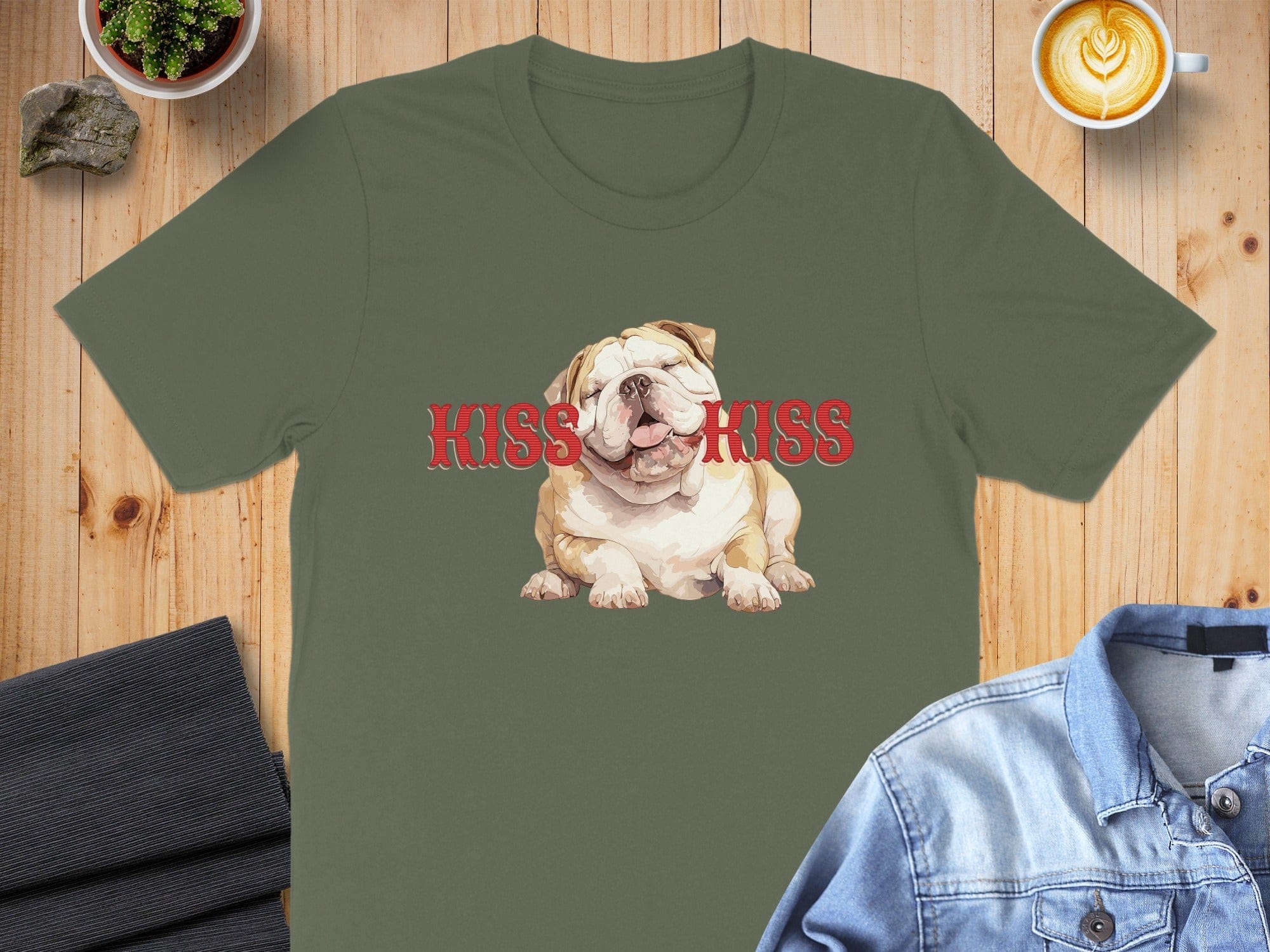 Kiss Bulldog Graphic T-Shirt for Dog Lovers