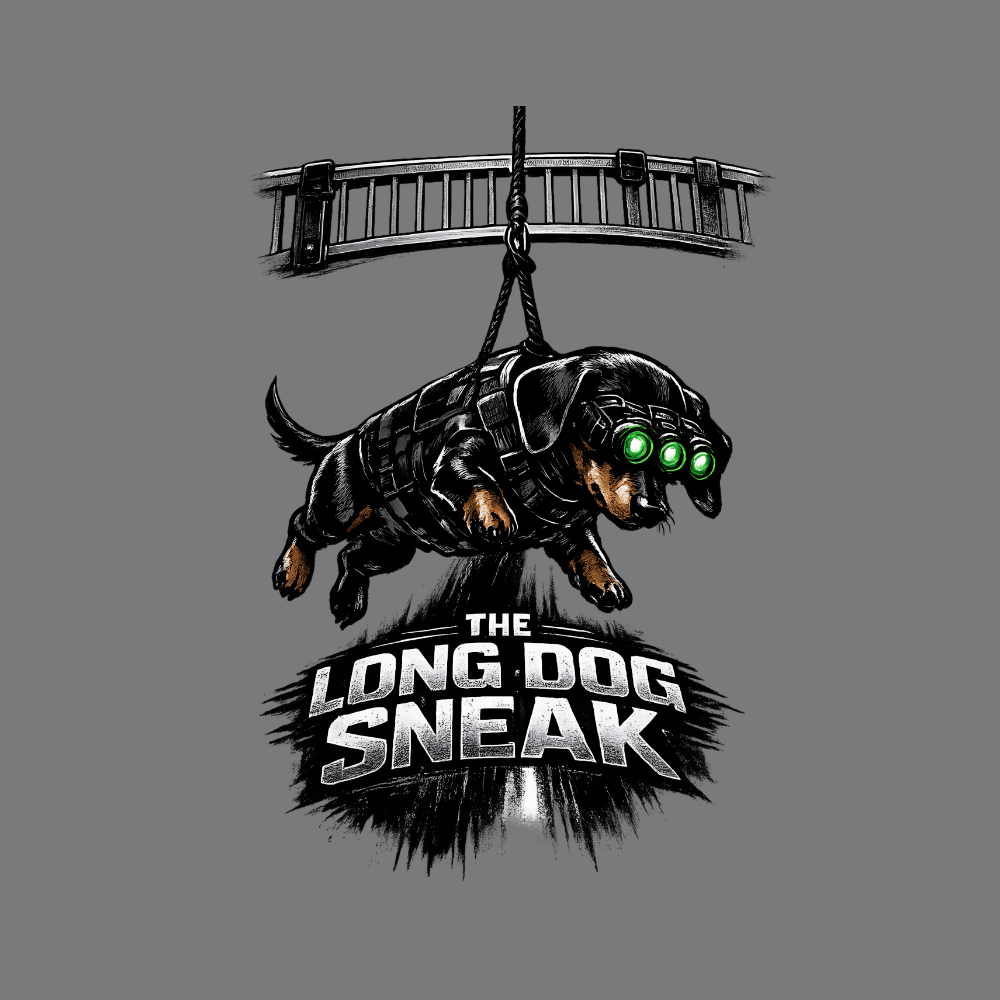 The Long Dog Sneak Graphic Art Design T-Shirt