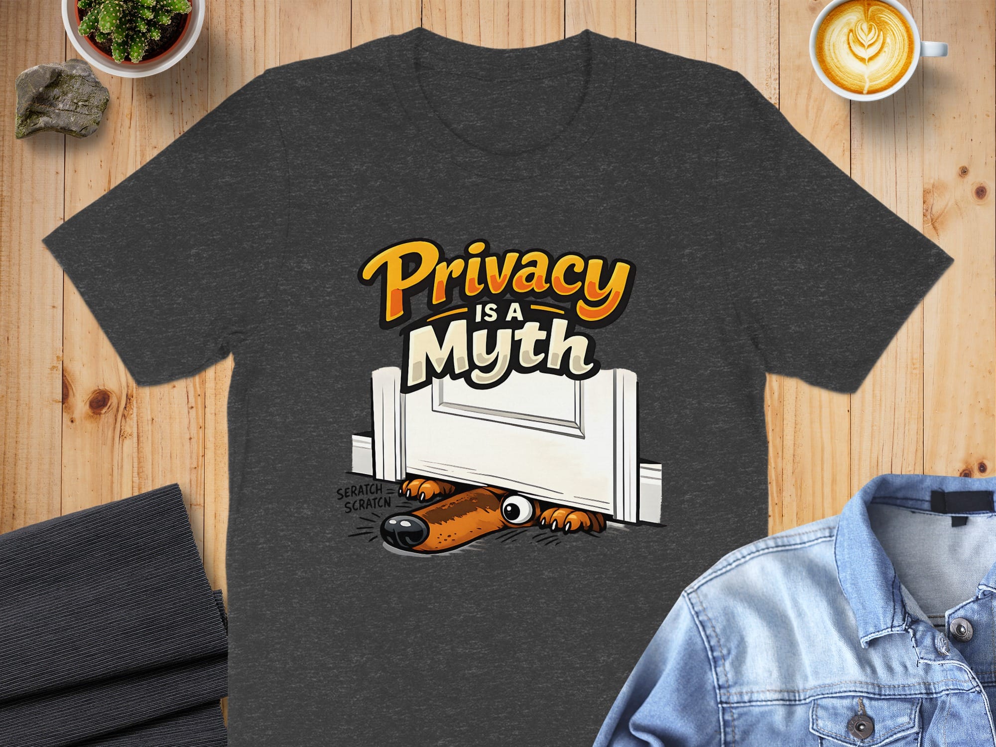 Privacy is a Myth Funny Dog Graphic Tee Shirt