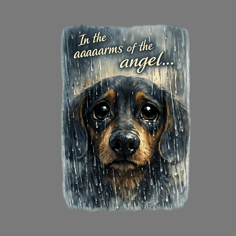 Emotional Dog Artwork with Tearful Eyes Design
