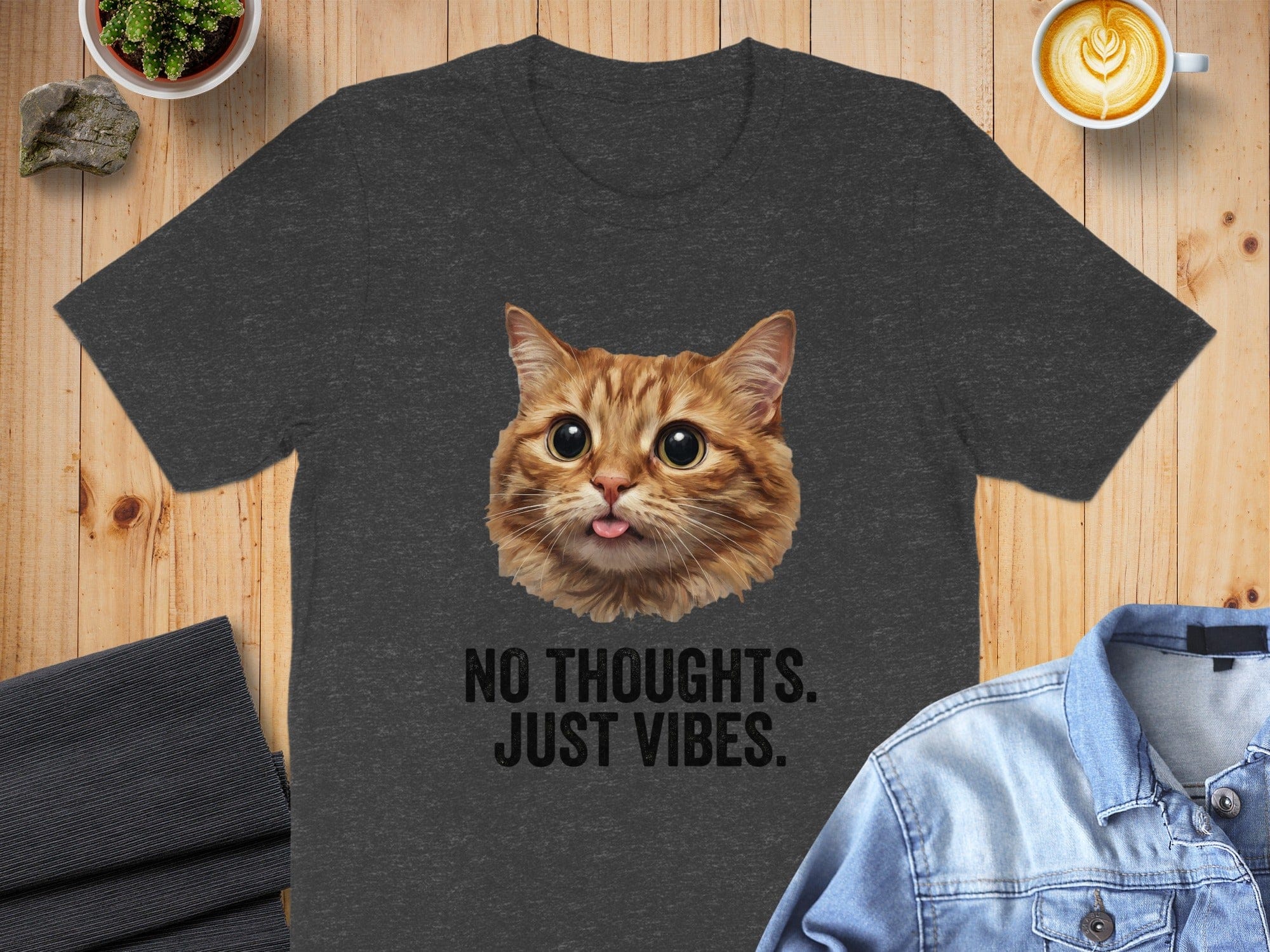 Orange Tabby No Thoughts Just Vibes T-Shirt