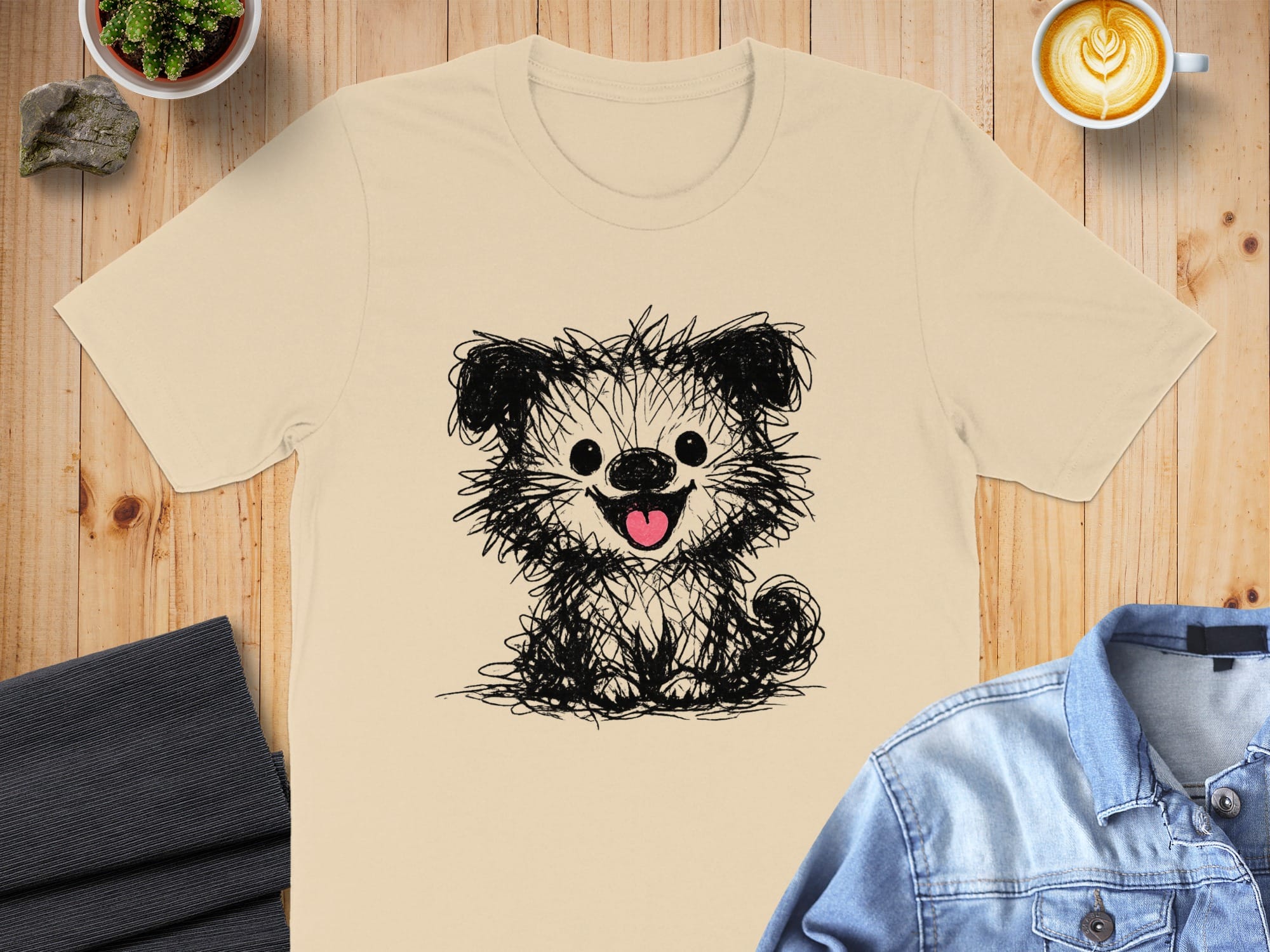 Cute Doodle Puppy Dog Illustration T-shirt