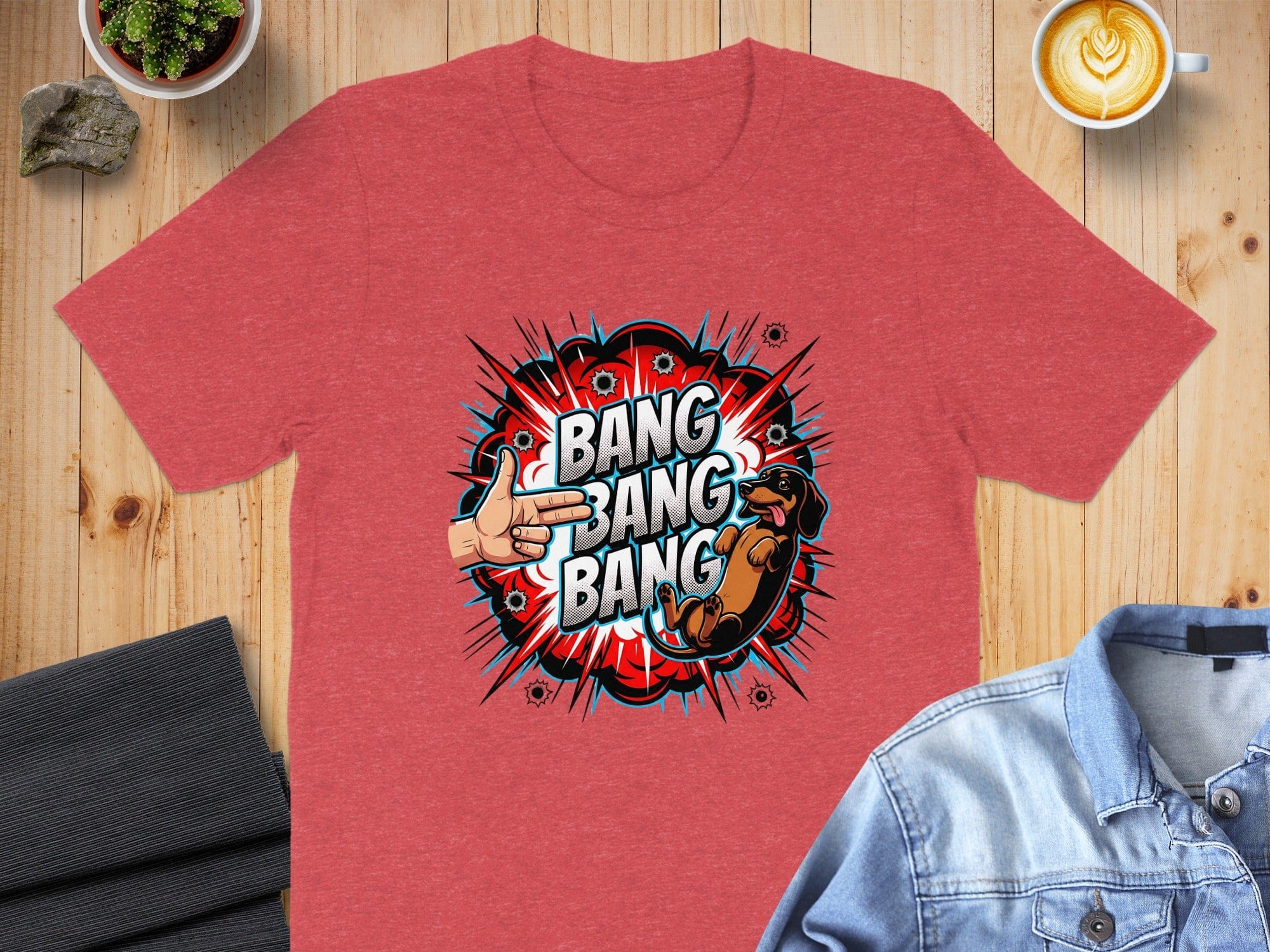 Bang Bang Bang Dog Graphic Design T-Shirt