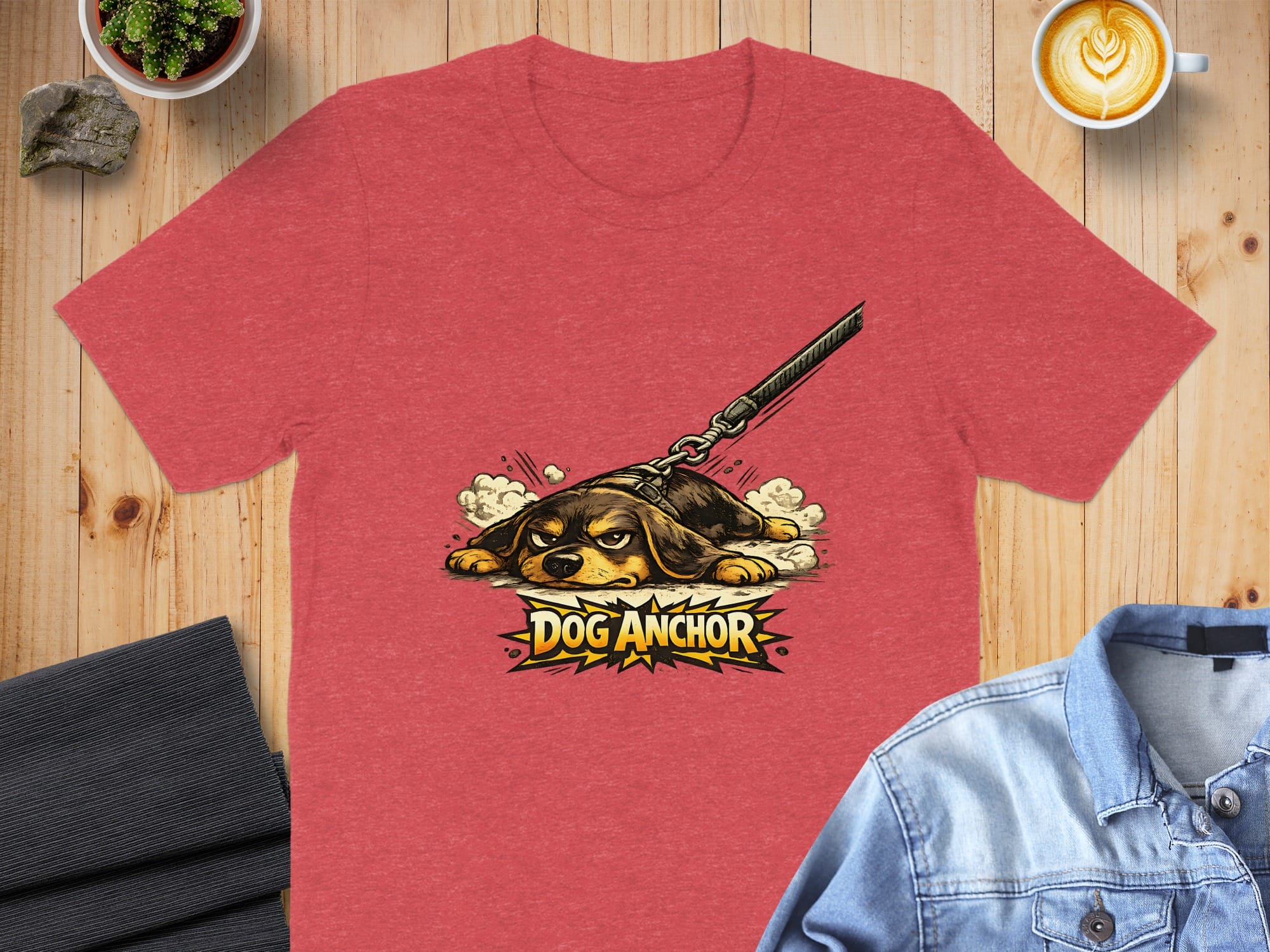 Dog Anchor Graphic Red T-Shirt for Casual Wear