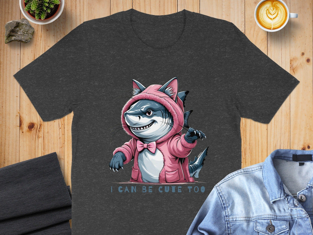 Funny Shark in Pink Hoodie Graphic Tee