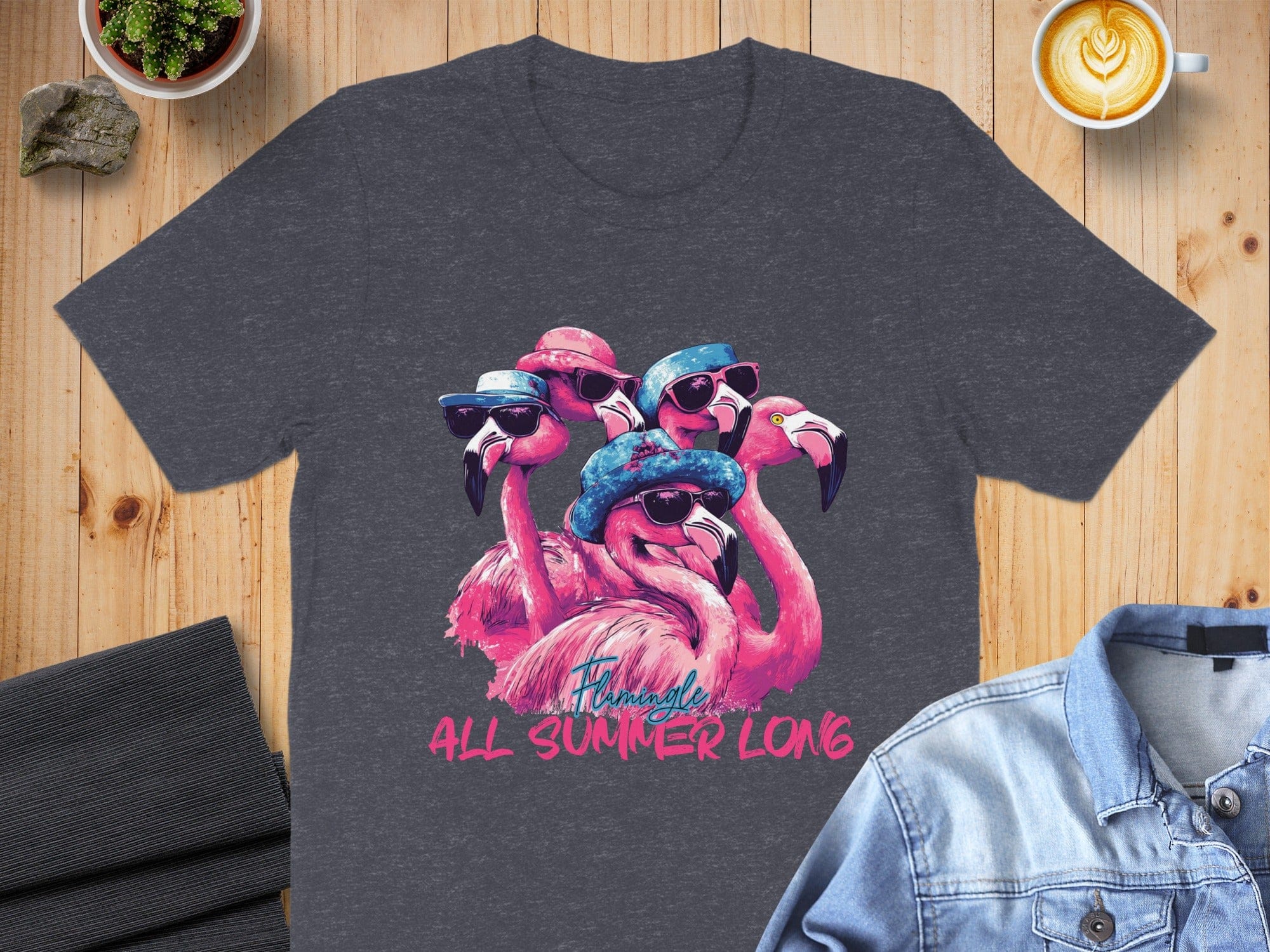 Fun Tropical Flamingo Design All Summer Long T-shirt