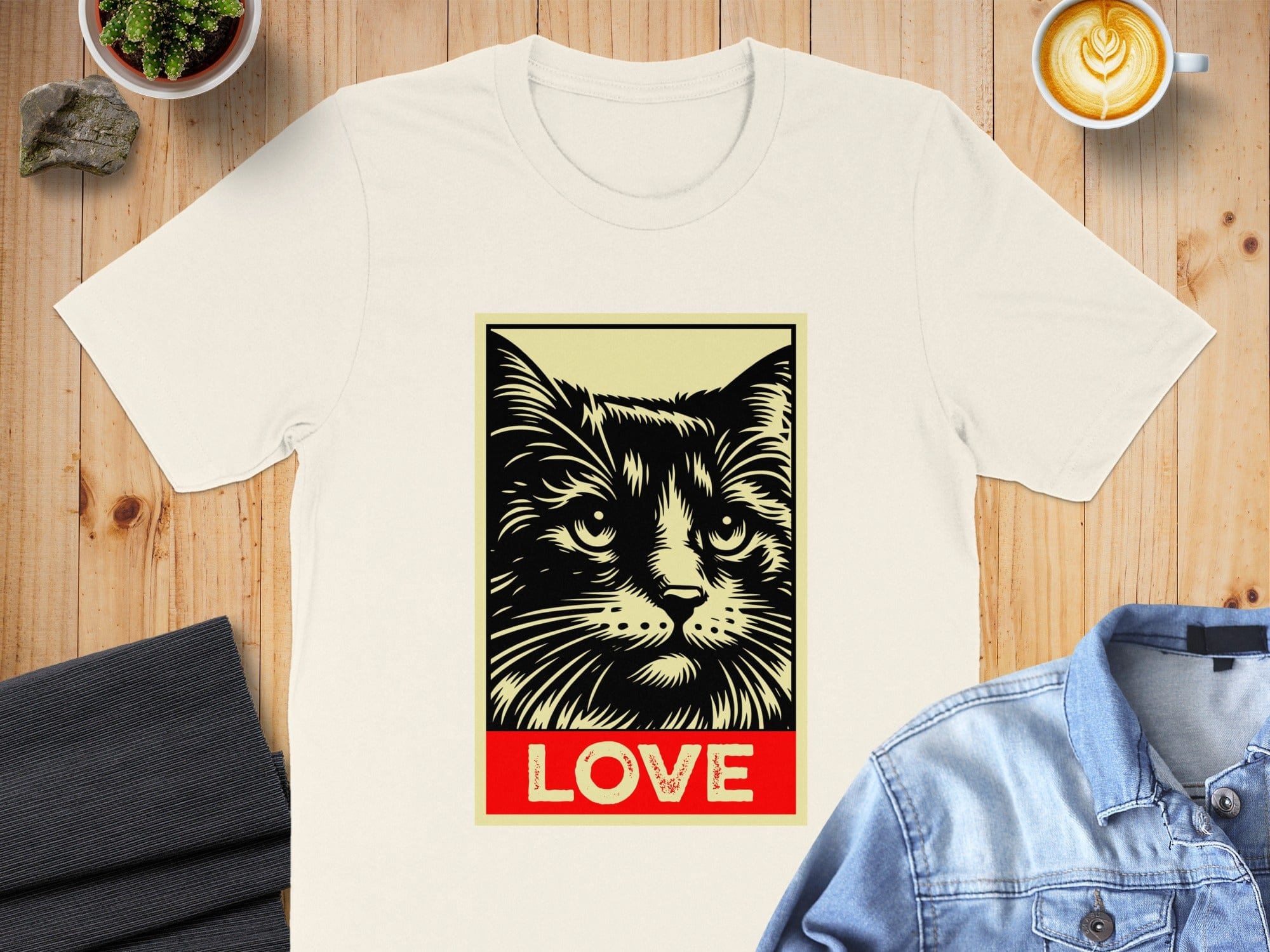 Love Graphic Cat Art T-Shirt Perfect for Cat Lovers