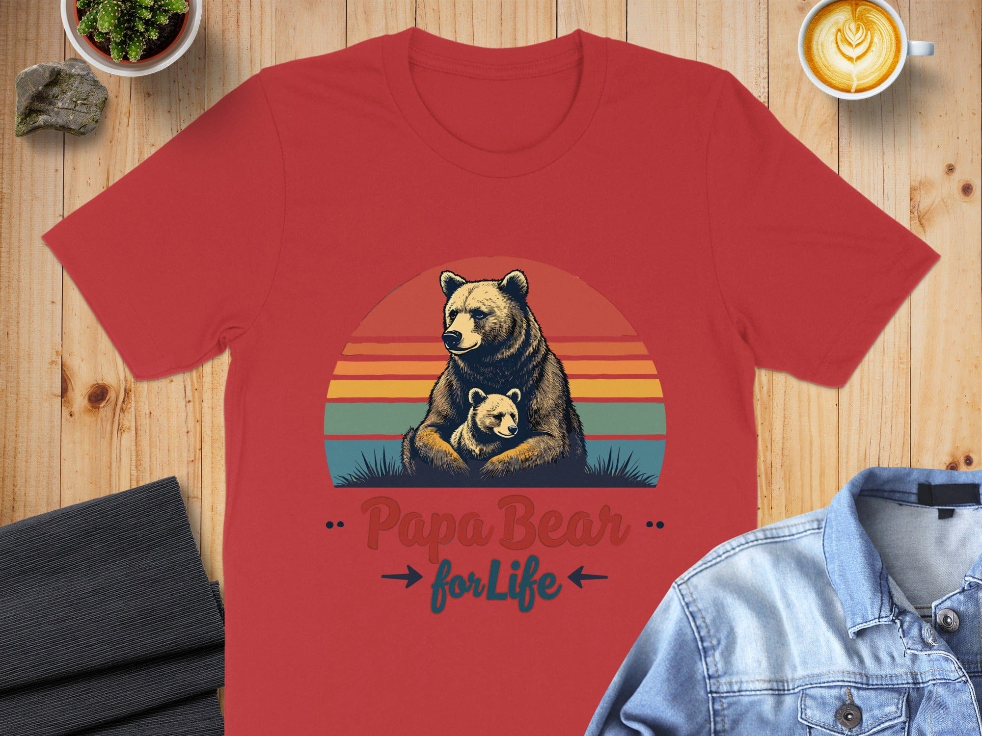 Papa Bear for Life Graphic Tee Shirt