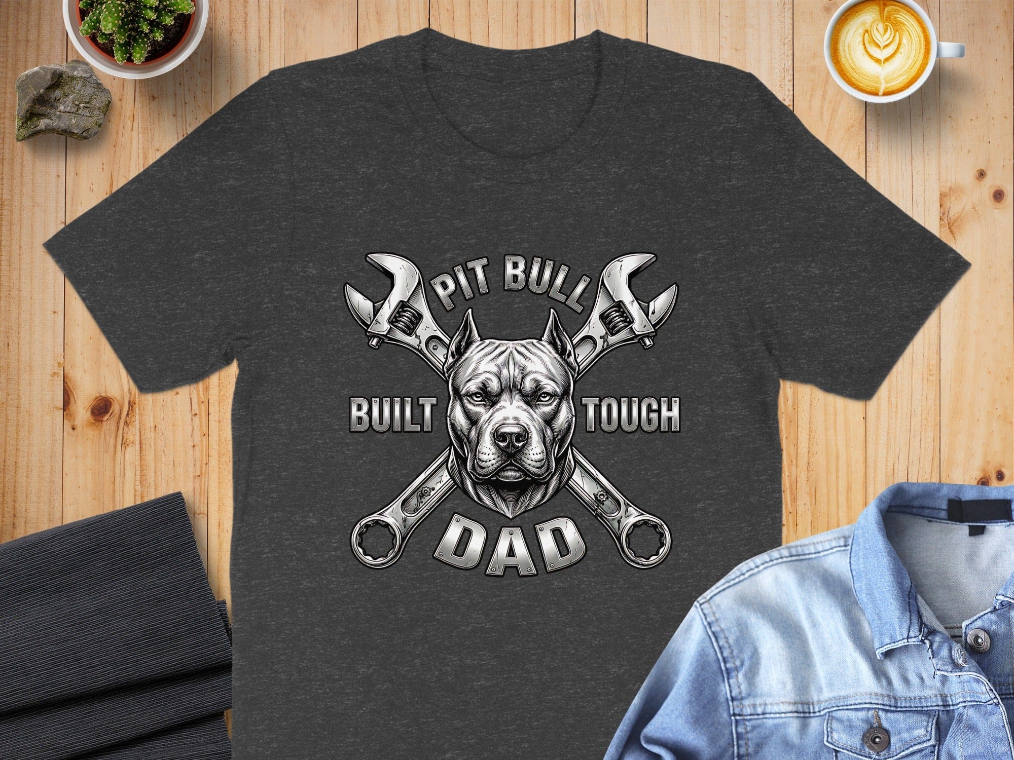 Pit Bull Built Tough Dad Graphic T-Shirt