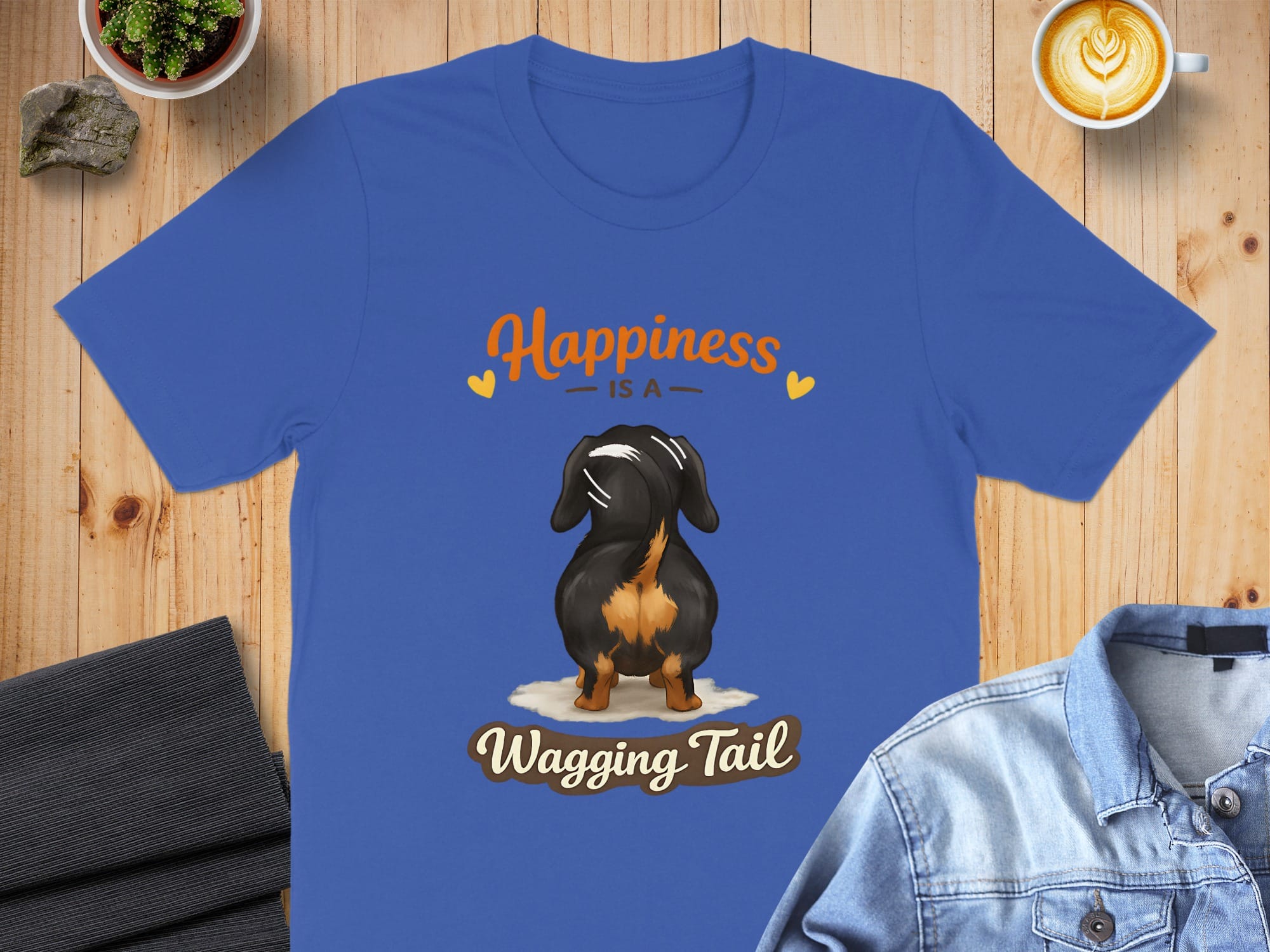 Happiness Is A Wagging Tail Cute Dog T-Shirt