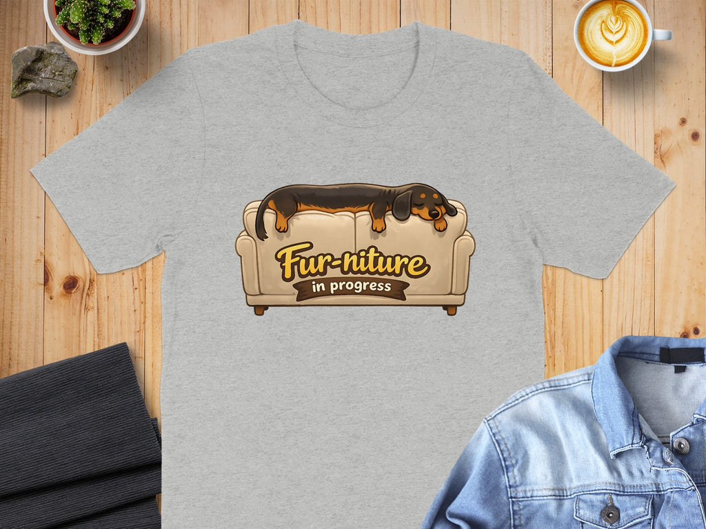 Fur-niture in Progress Dachshund Graphic Tee Shirt