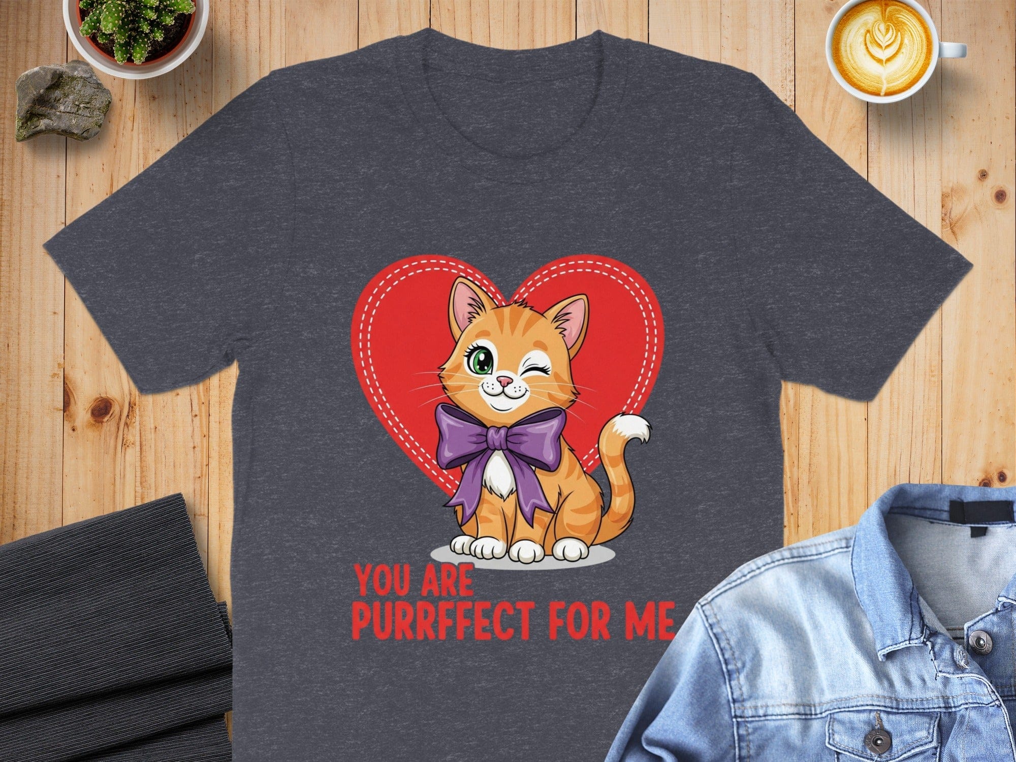 You Are Purrfect For Me Cat Heart Design T-Shirt