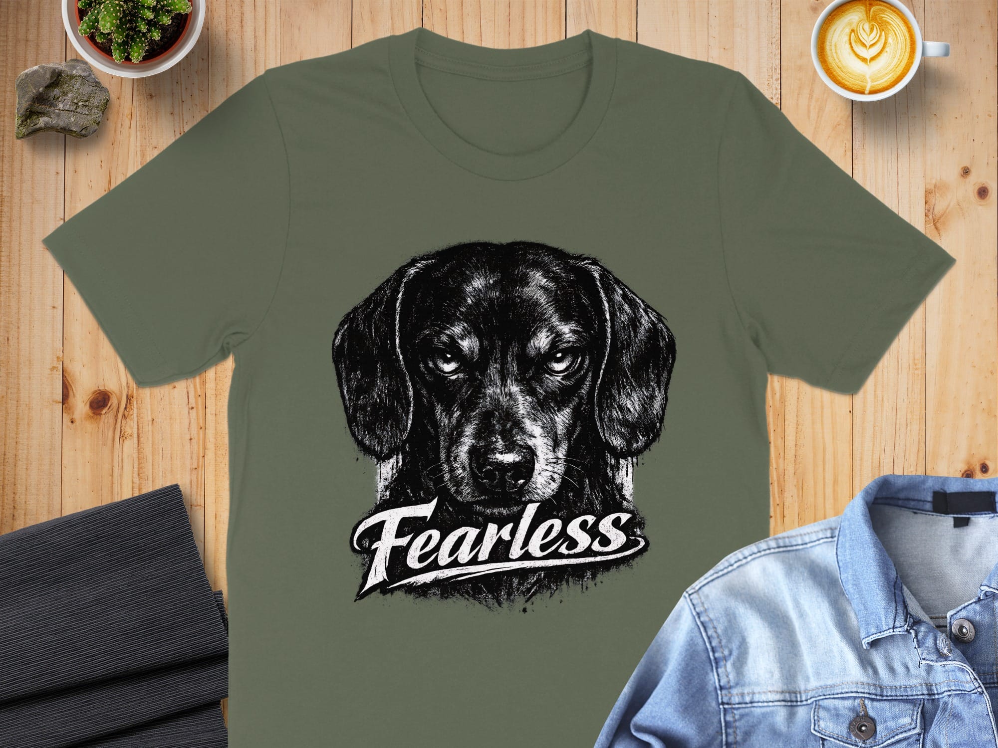 Fearless Dog Graphic Design T-shirt Apparel