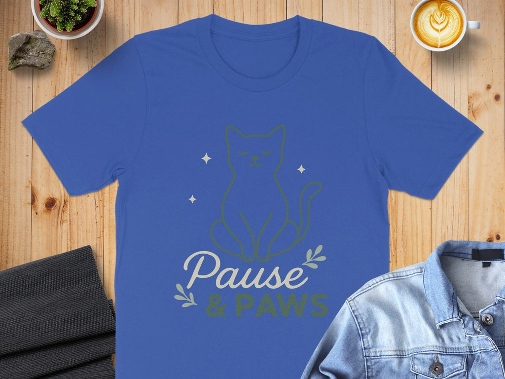 Pause and Paws Cute Cat Print Shirt