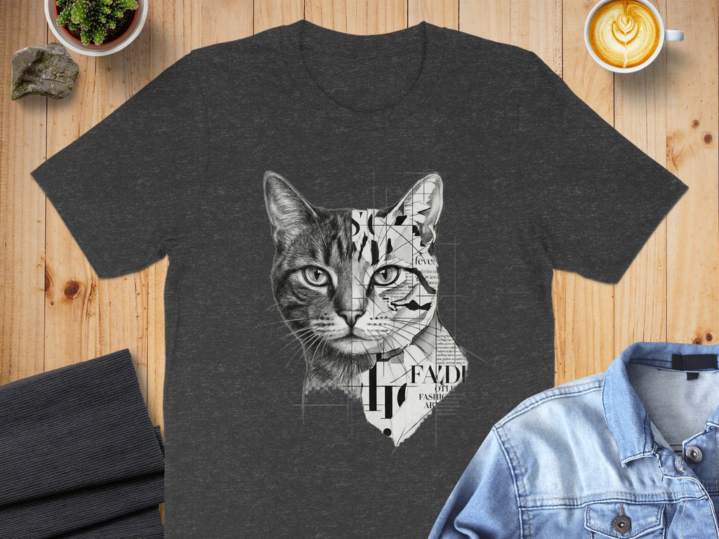Cat Face Art Graphic Printed T-Shirt Casual Top