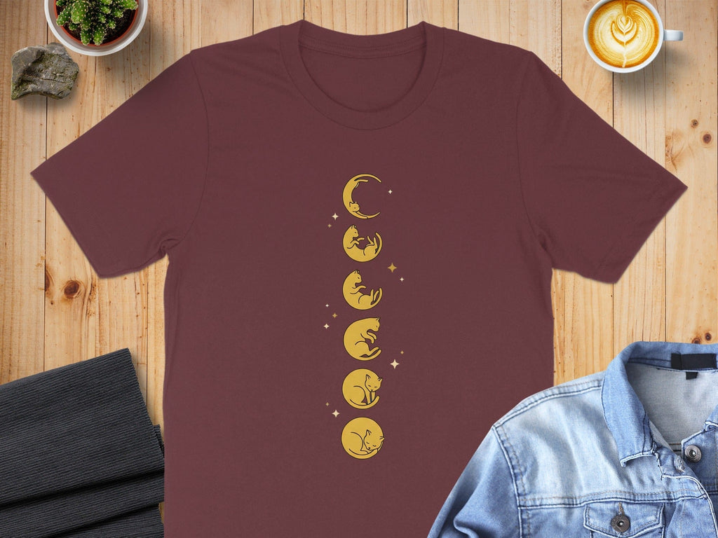 Phases of Sleeping Cats Design Graphic Tee Shirt