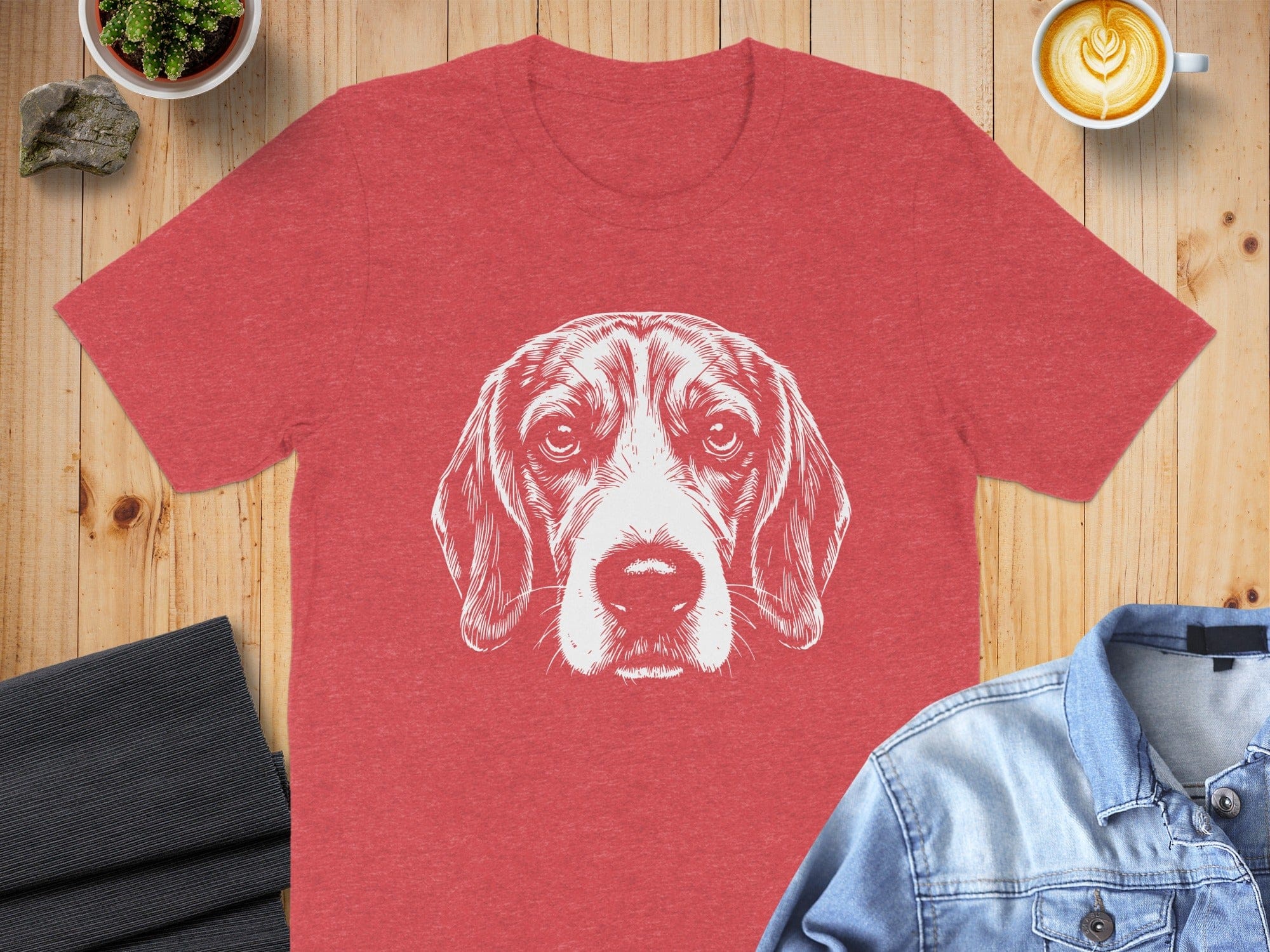Red T-Shirt with Detailed Dog Face Graphic Product