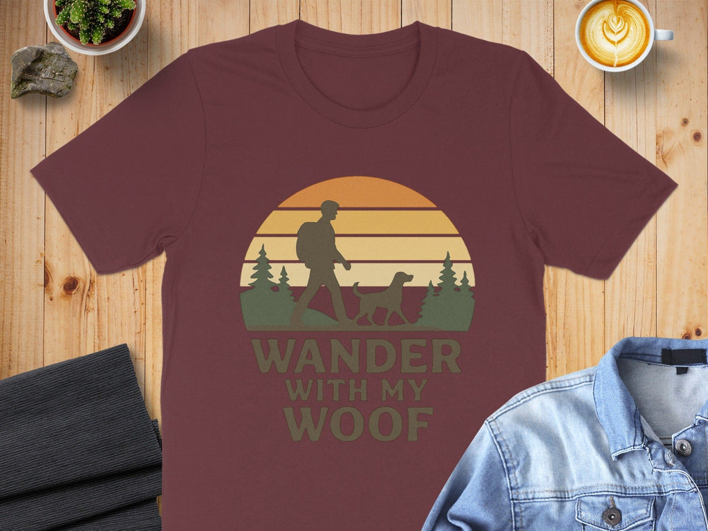 Wander With My Woof Silhouette Dog Walking T-Shirt