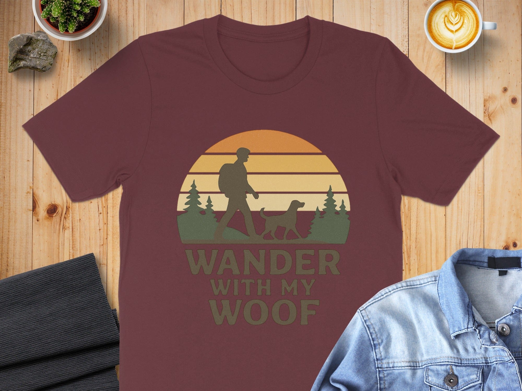 Wander With My Woof Silhouette Dog Walking T-Shirt