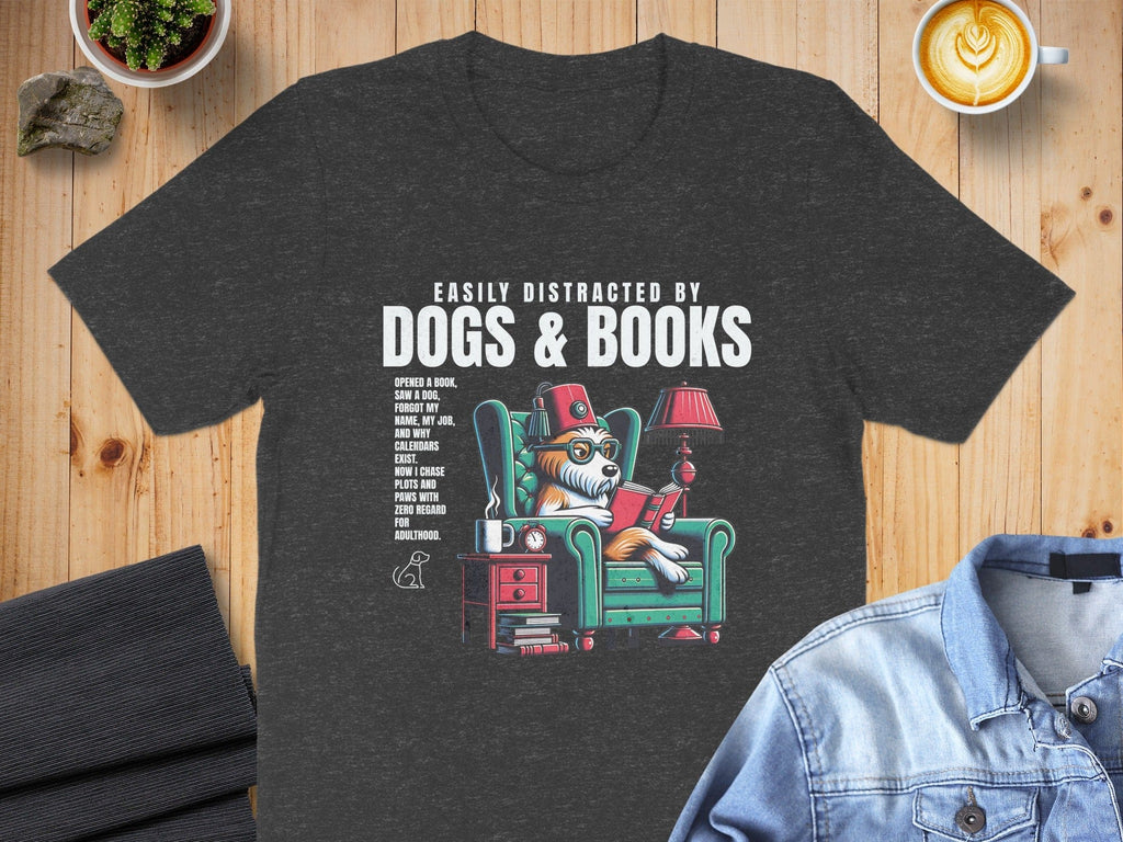 Easily Distracted by Dogs and Books Graphic Shirt