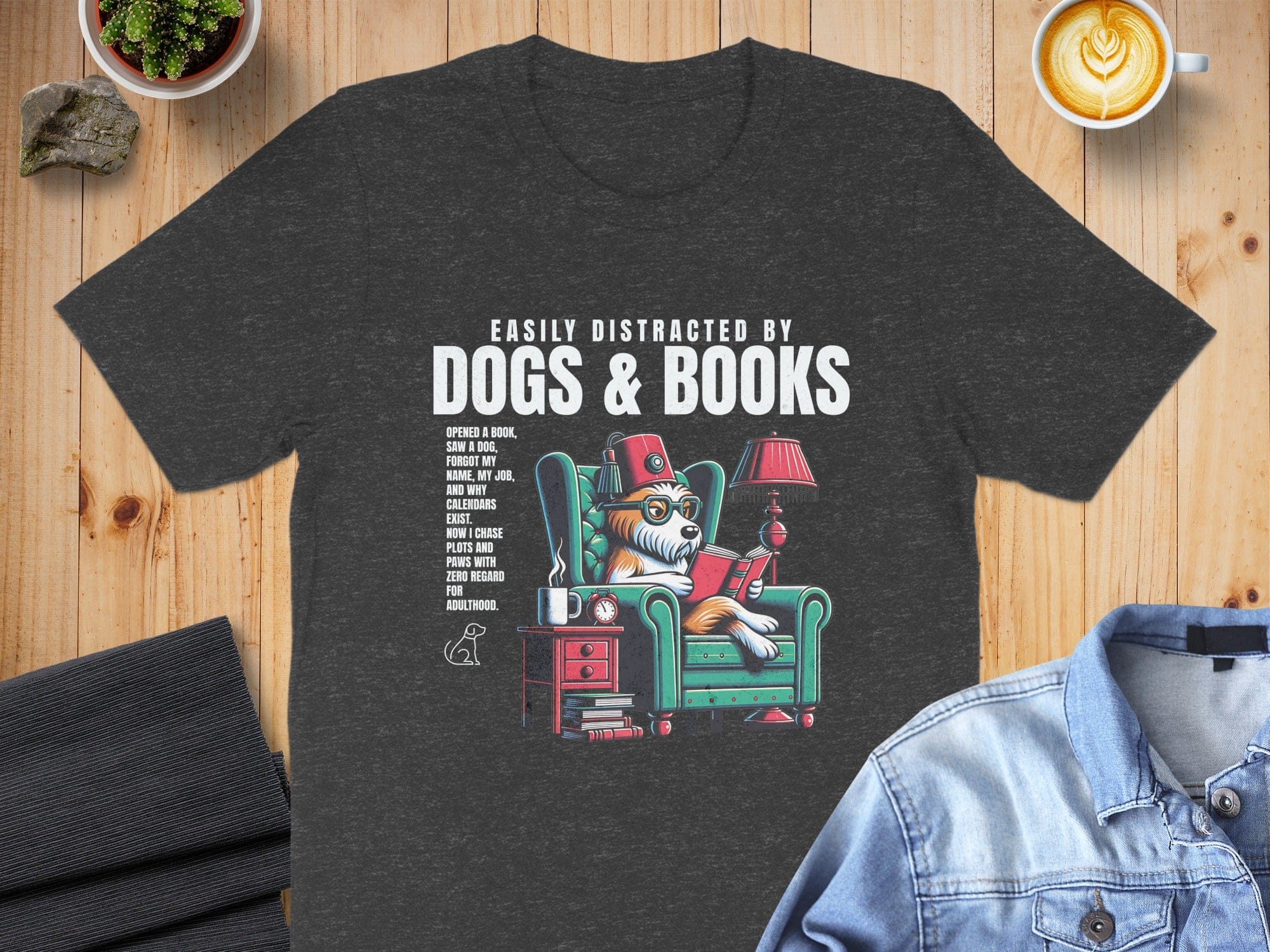 Easily Distracted by Dogs and Books Graphic Shirt