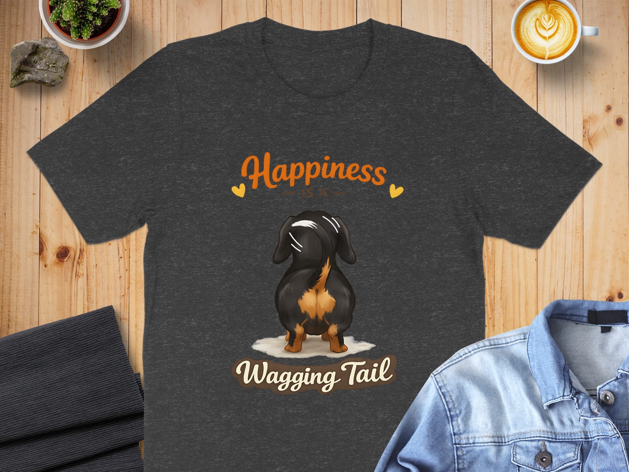 Happiness is a Wagging Tail Dog Graphic T-Shirt