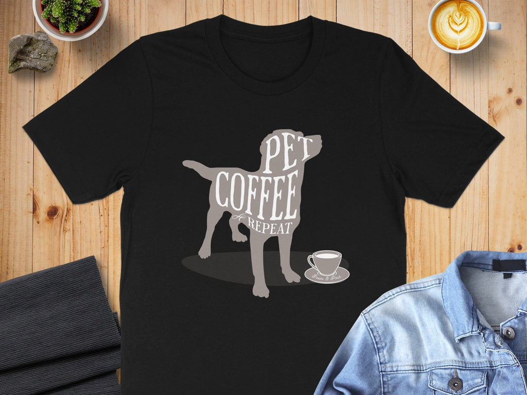 Pet Coffee Repeat Pup Lover Unisex Graphic Tee Shirt