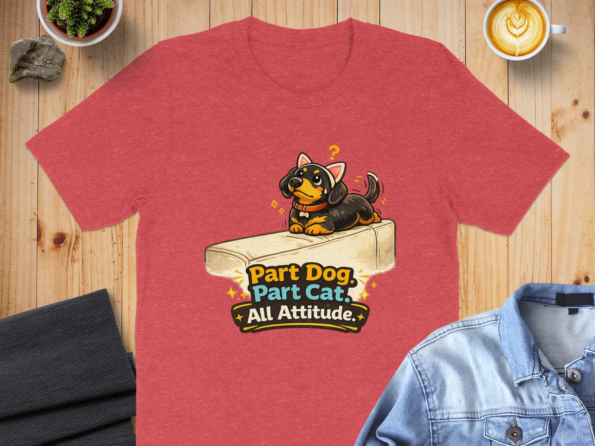 Part Dog Part Cat All Attitude Graphic T-shirt