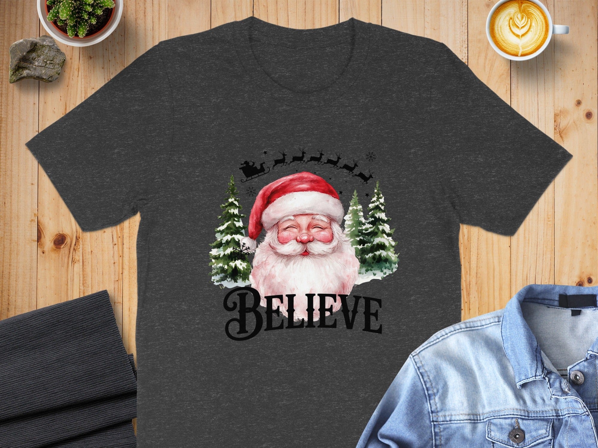 Santa Claus Believe Graphic Holiday T-Shirt