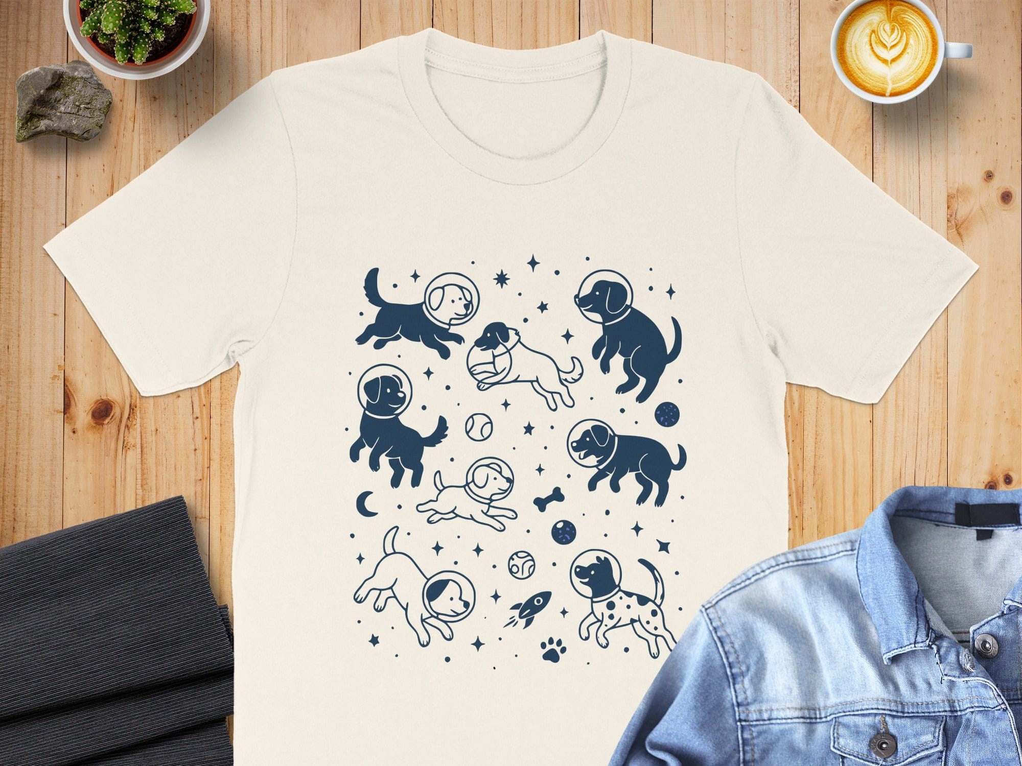Cute Astronaut Dogs and Space Themed T-shirt