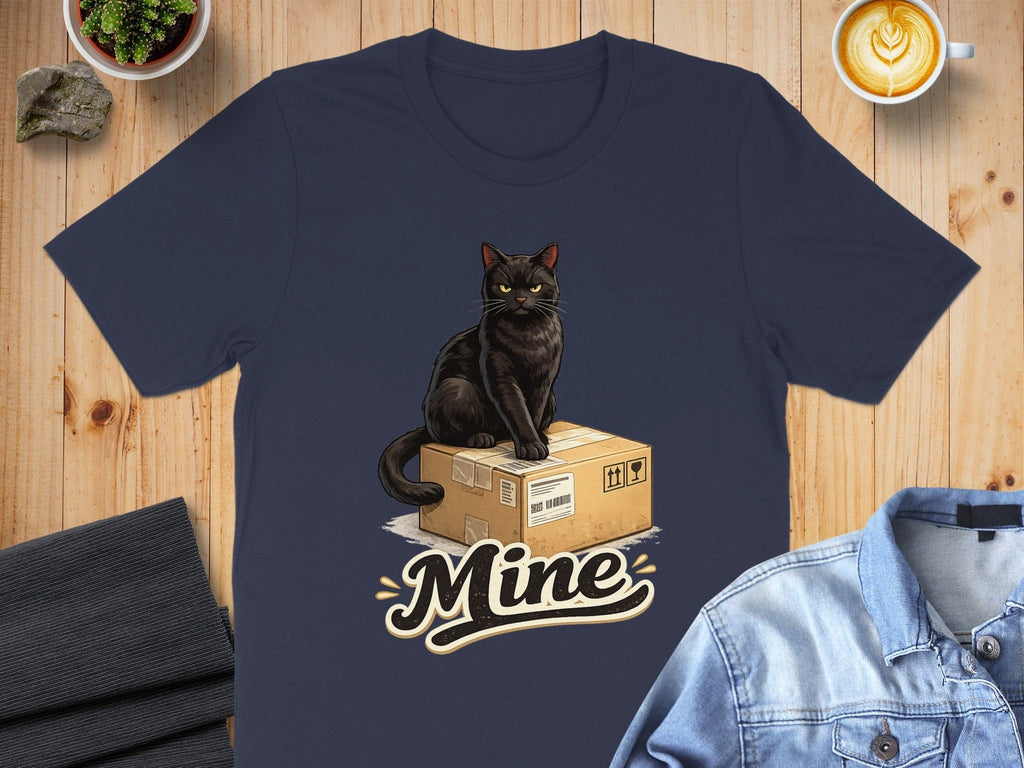 Black Cat on Box Mine Graphic T-Shirt