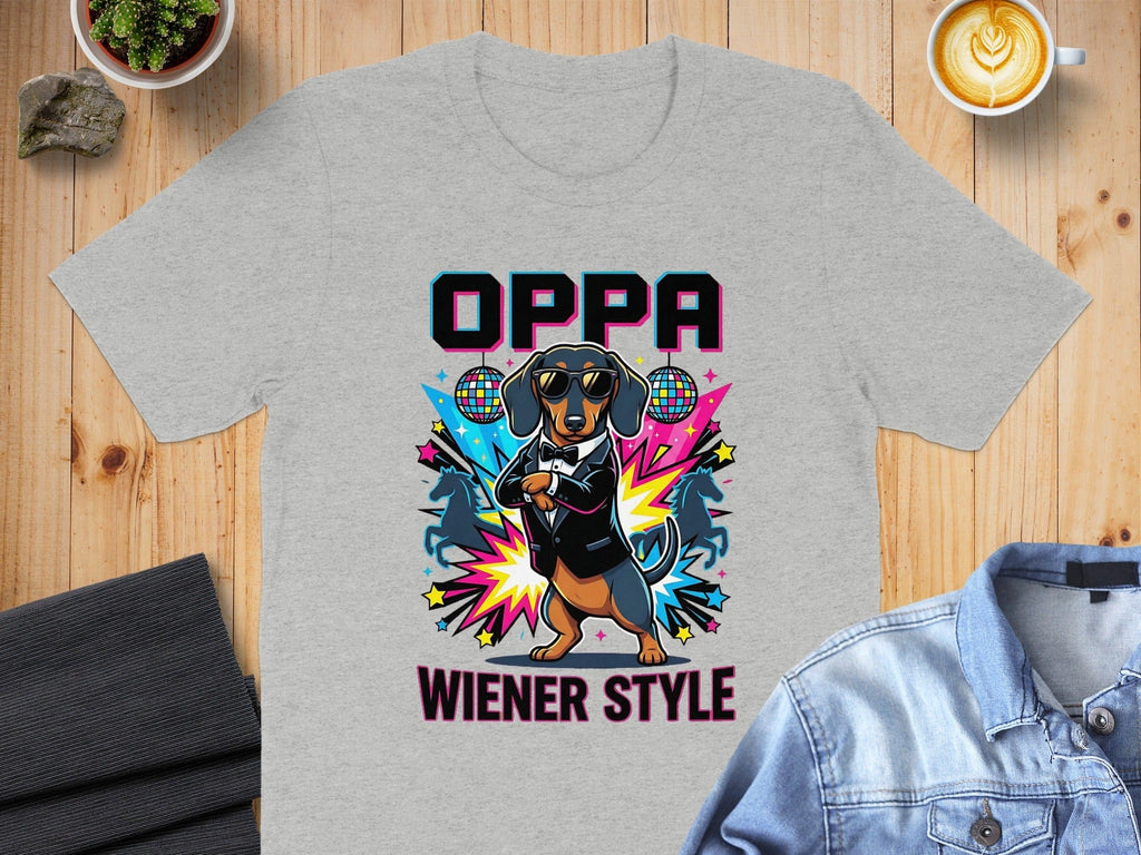 Funny Oppa Wiener Style Dog in Sunglasses T-shirt