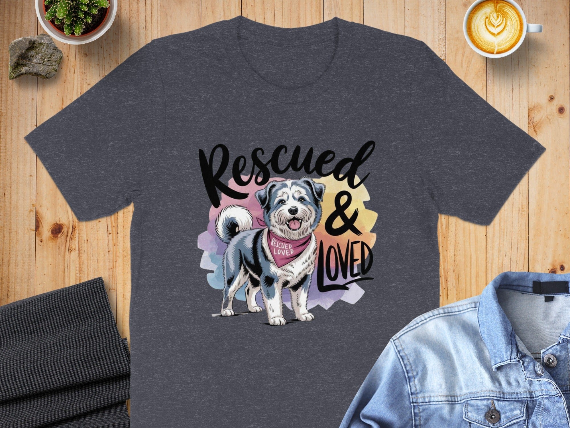 Rescued and Loved Graphic T-Shirt for Dog Lovers