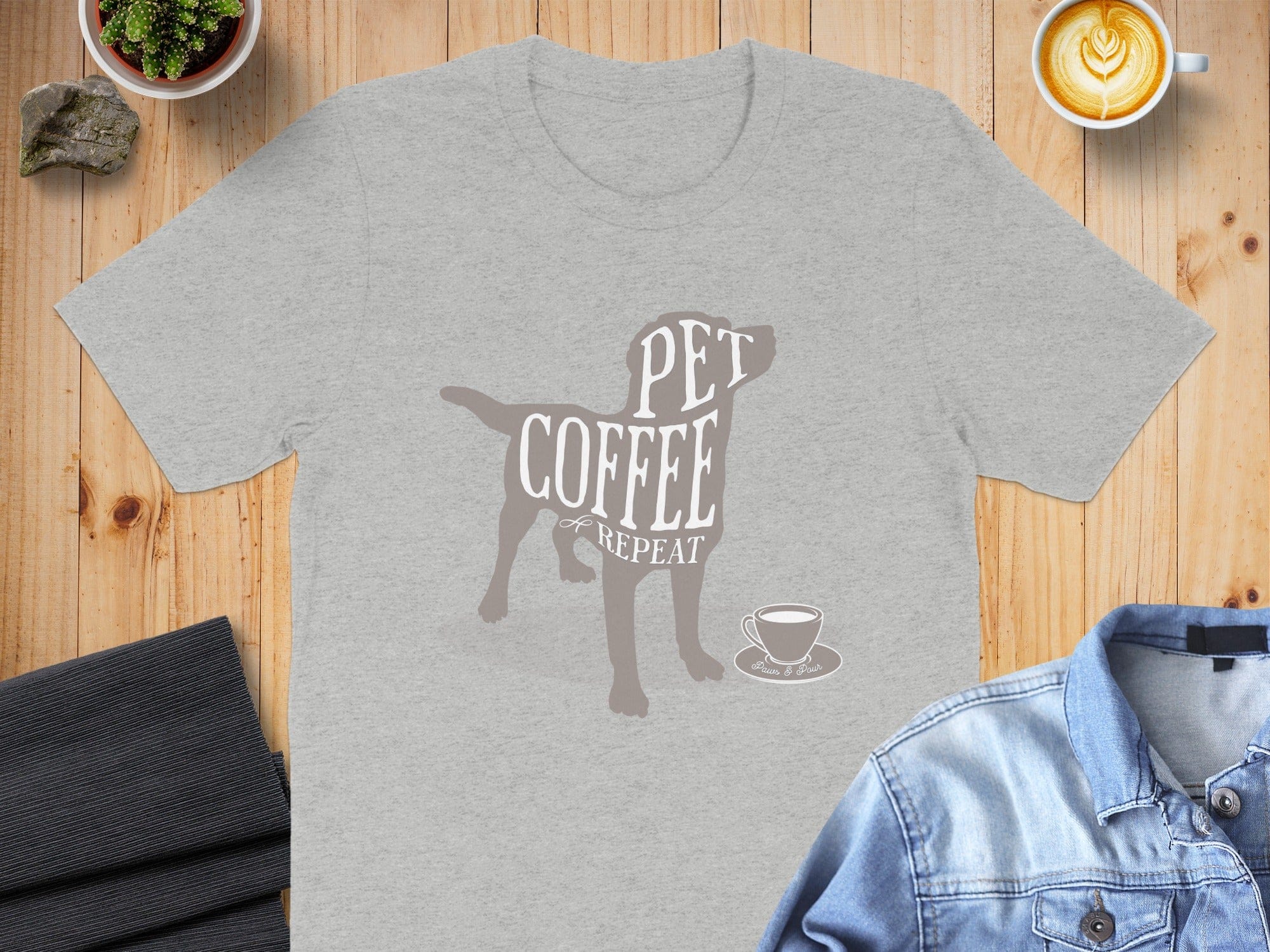 Pet Coffee Repeat Graphic Tee Dog Lover Shirt