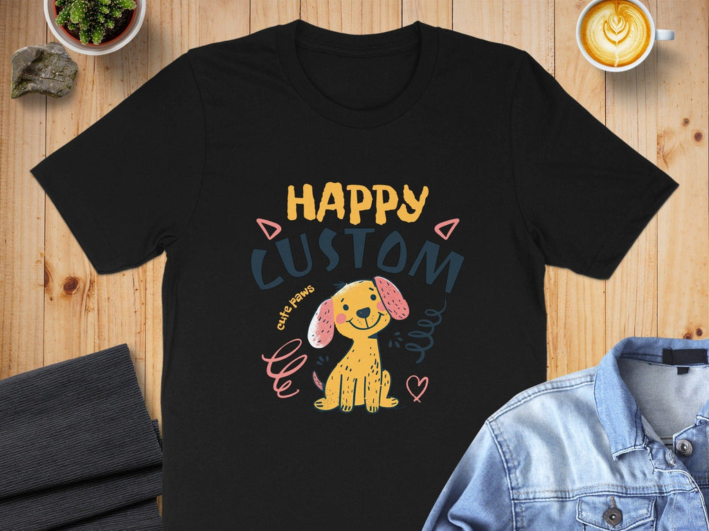 Cute Happy Custom Dog Graphic Design T-shirt