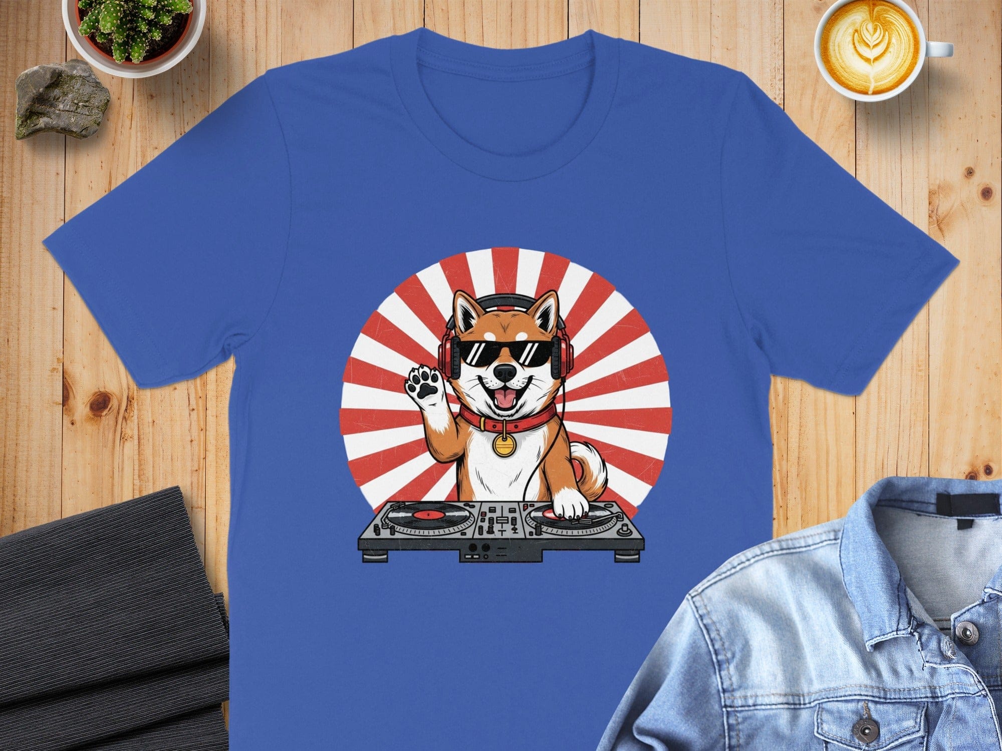 DJing Shiba Inu in Sunglasses Graphic TShirt