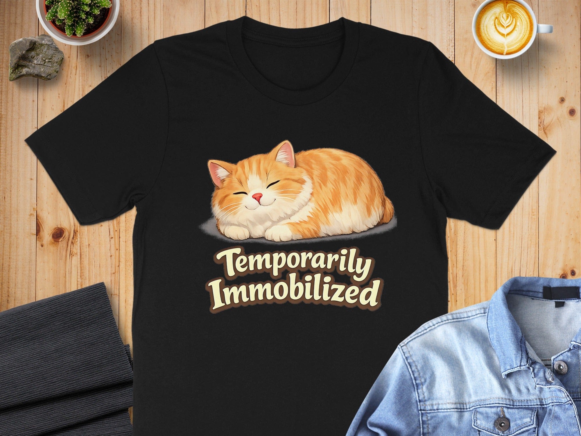 Temporarily Immobilized Cute Cat Graphic T-shirt