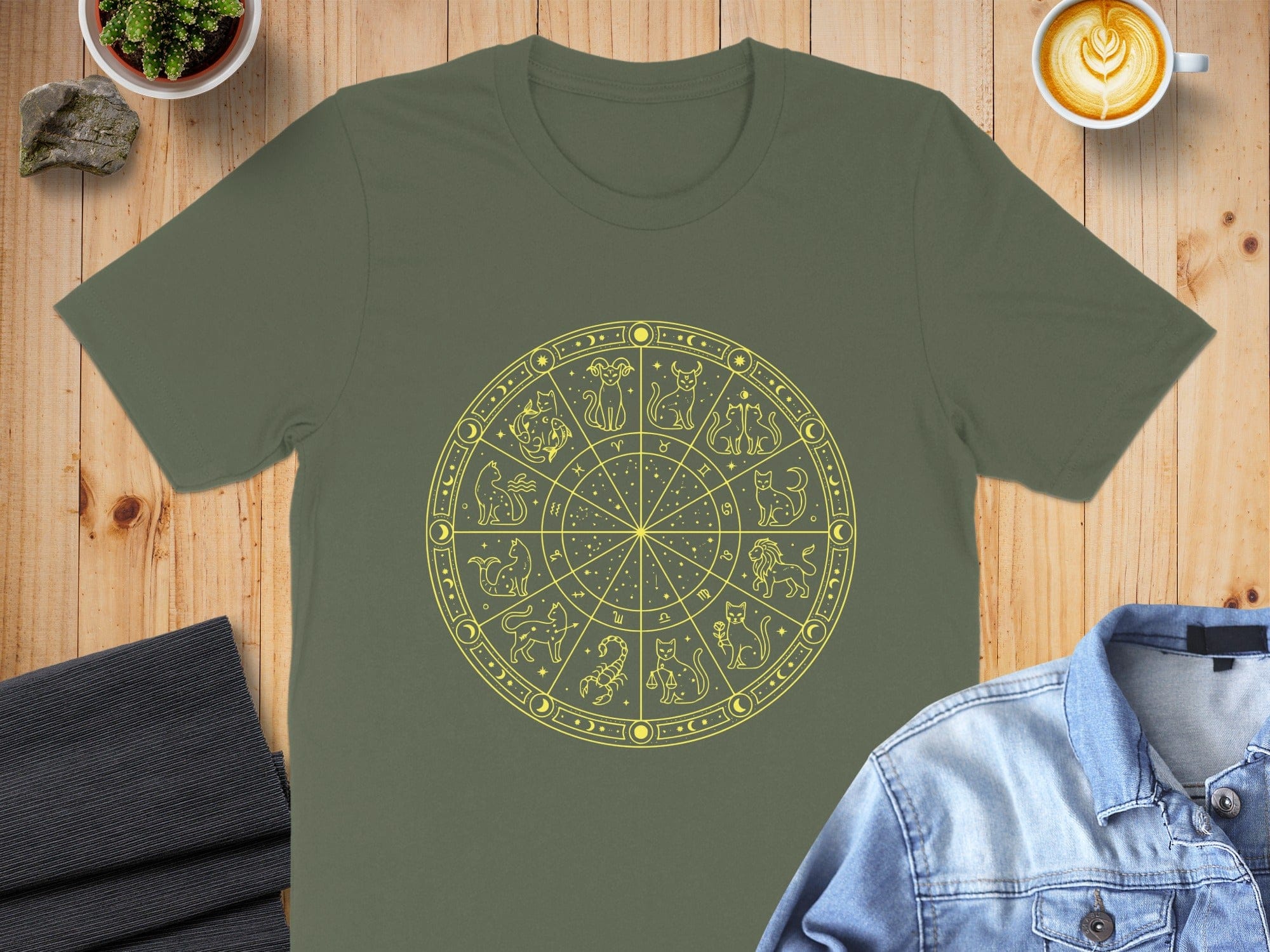 Zodiac Sign Symbols Round Graphic Design T-shirt